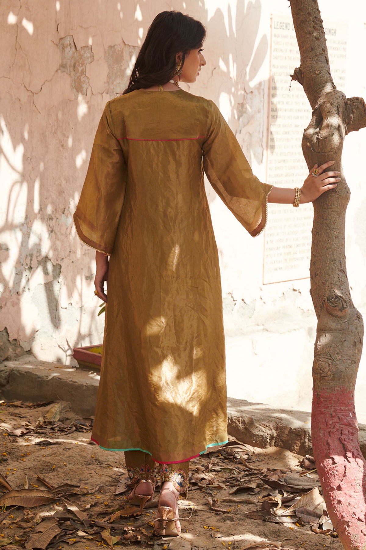 Zahra Golden A- Line Kurta  Set