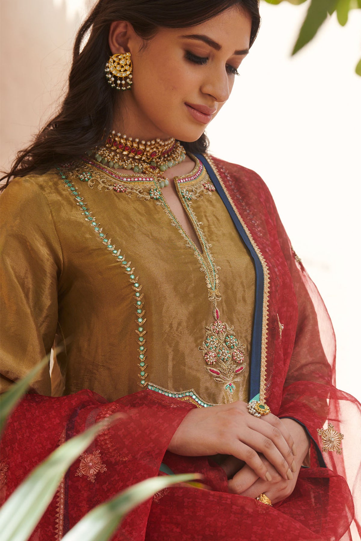 Zahra Golden A- Line Kurta  Set