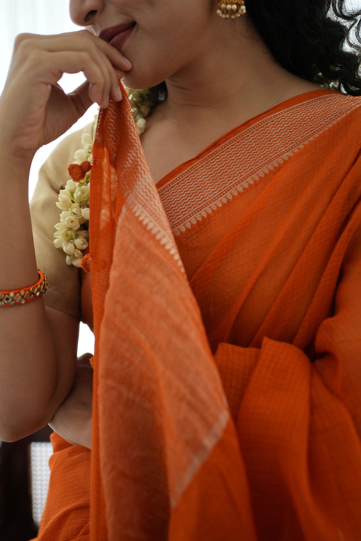 Deepa Regal Golden Elegance Orange Saree