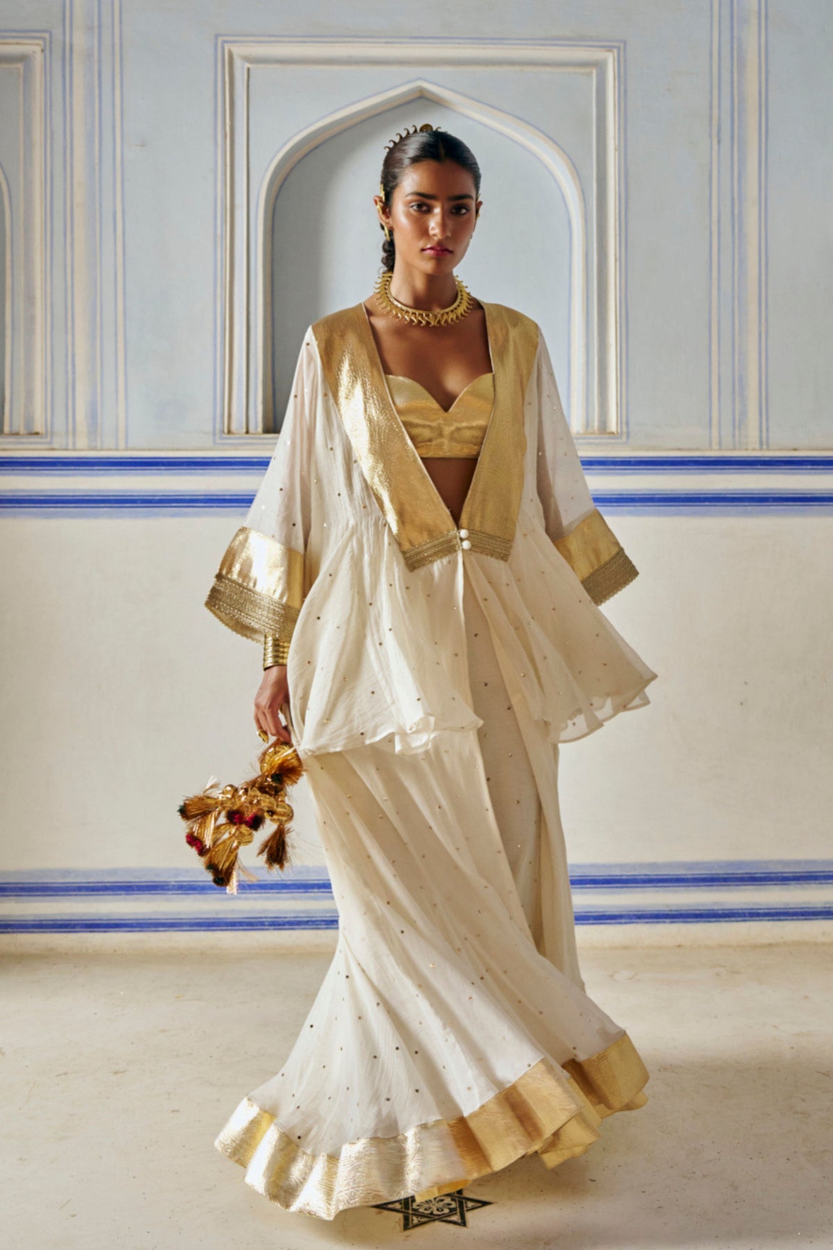 Ivory Mukesh Jacket With Sharara