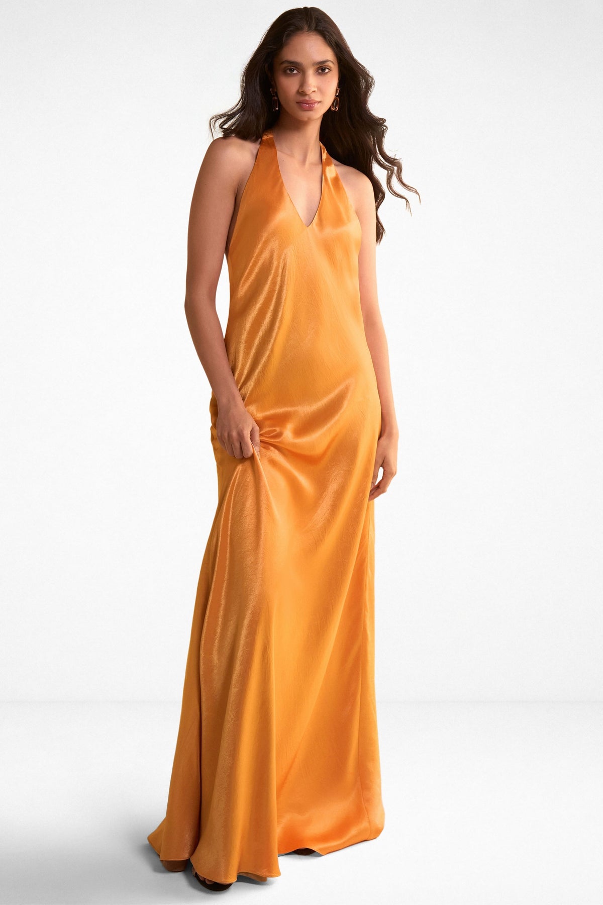 Apricot Satin Dress
