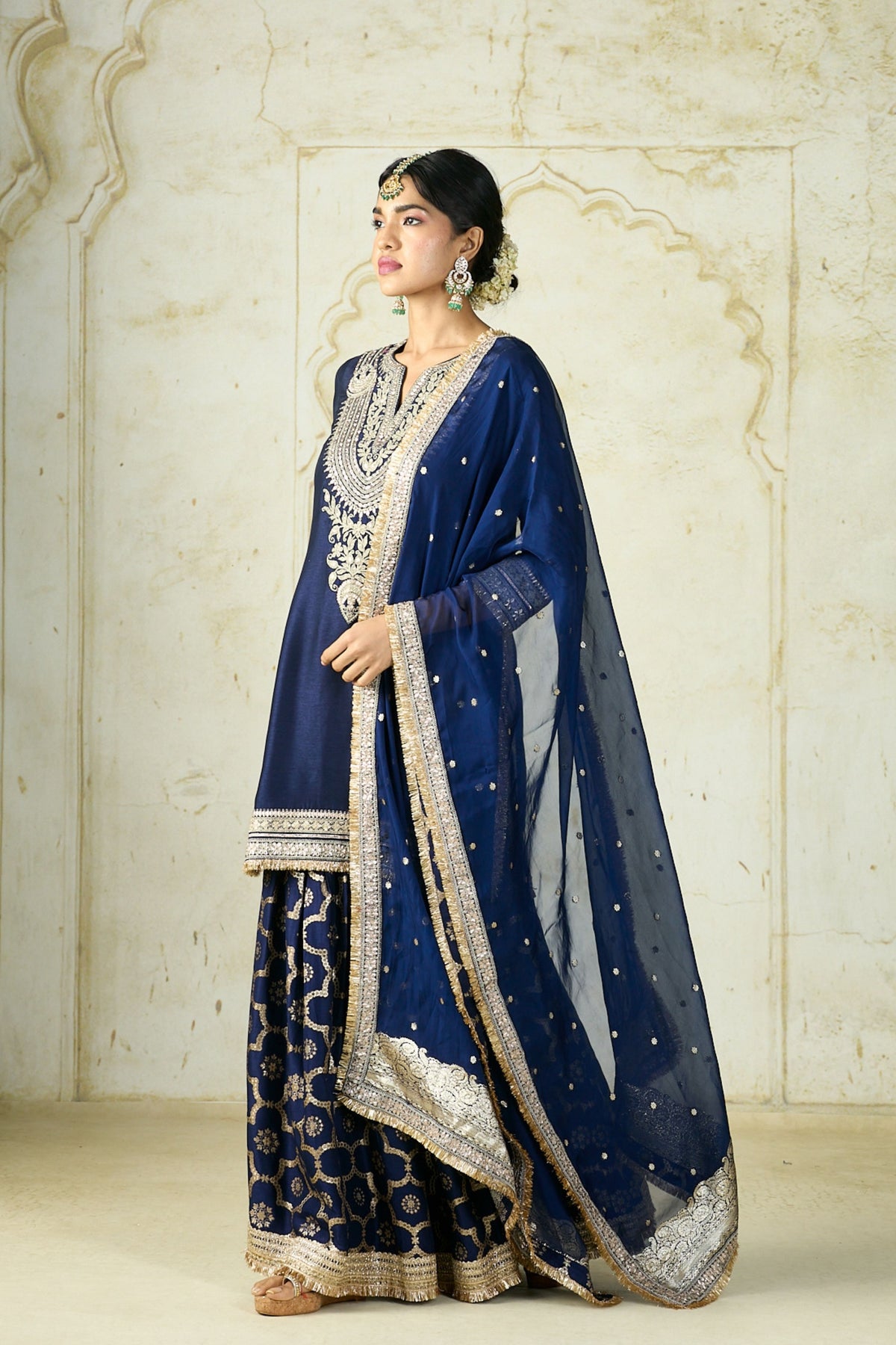 Blue Ameena Sharara Set