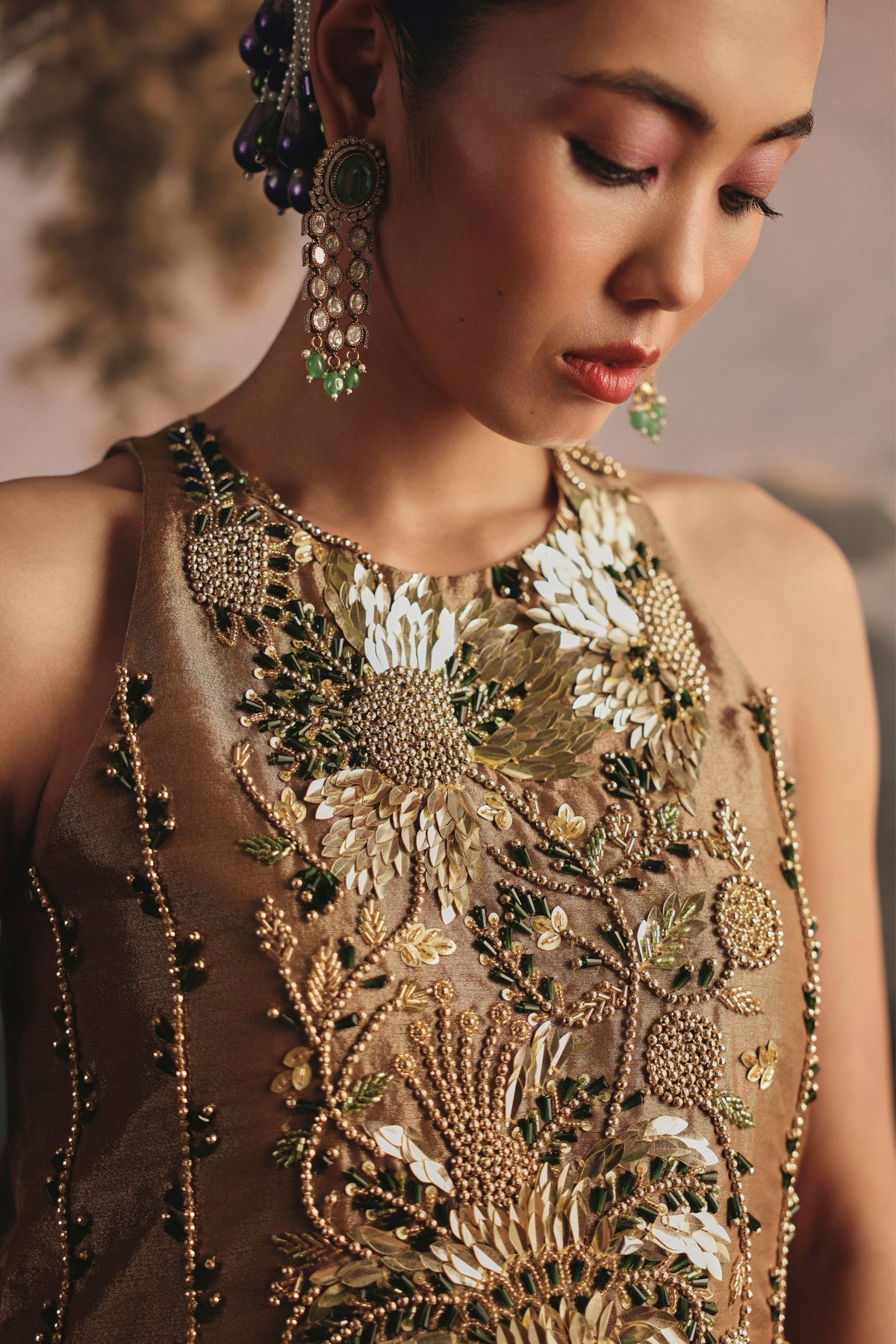 golden tissue dress Gold Bridal dress