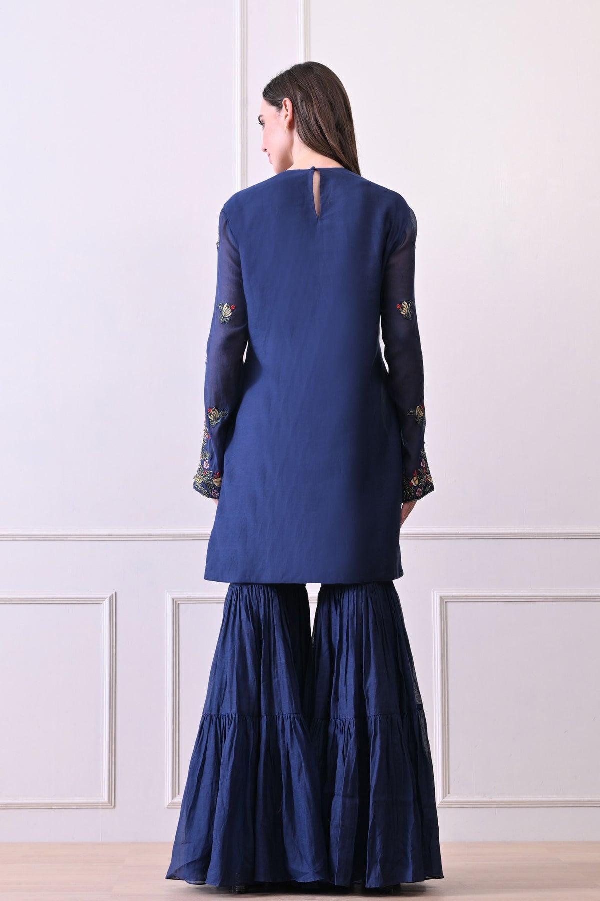 Blue Zardozi Embroidered Sharara Set
