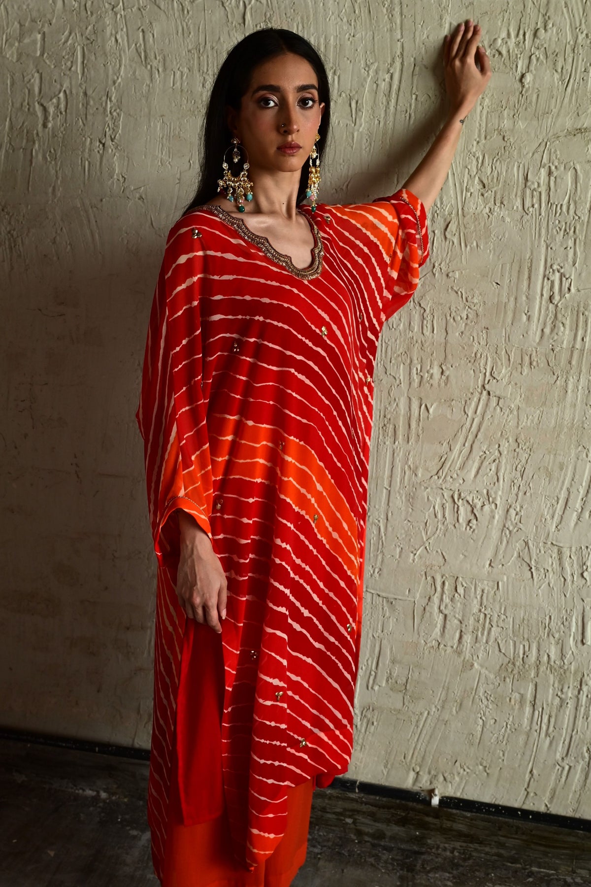Tangerine Orange Leheriya Pant Set