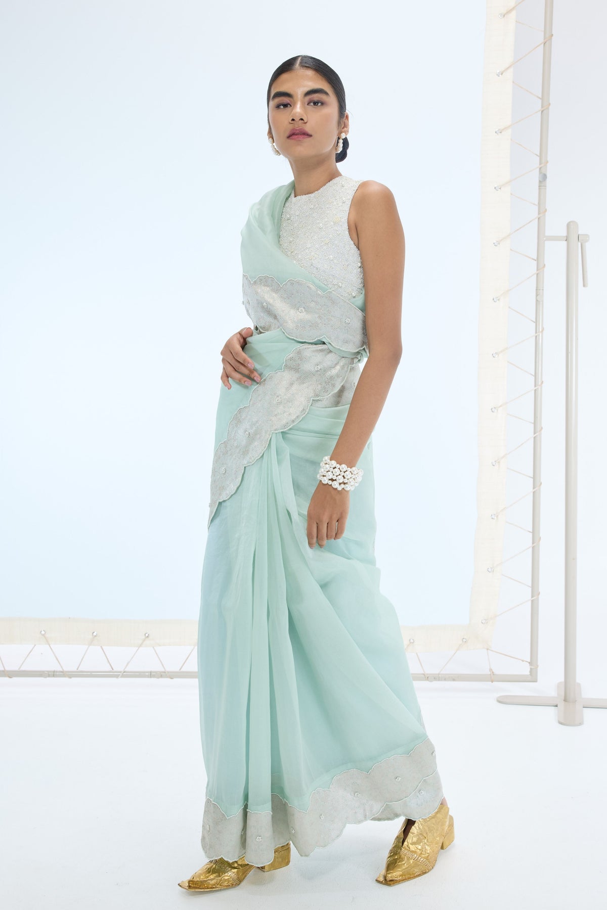 The Jane Saree in Sea Green
