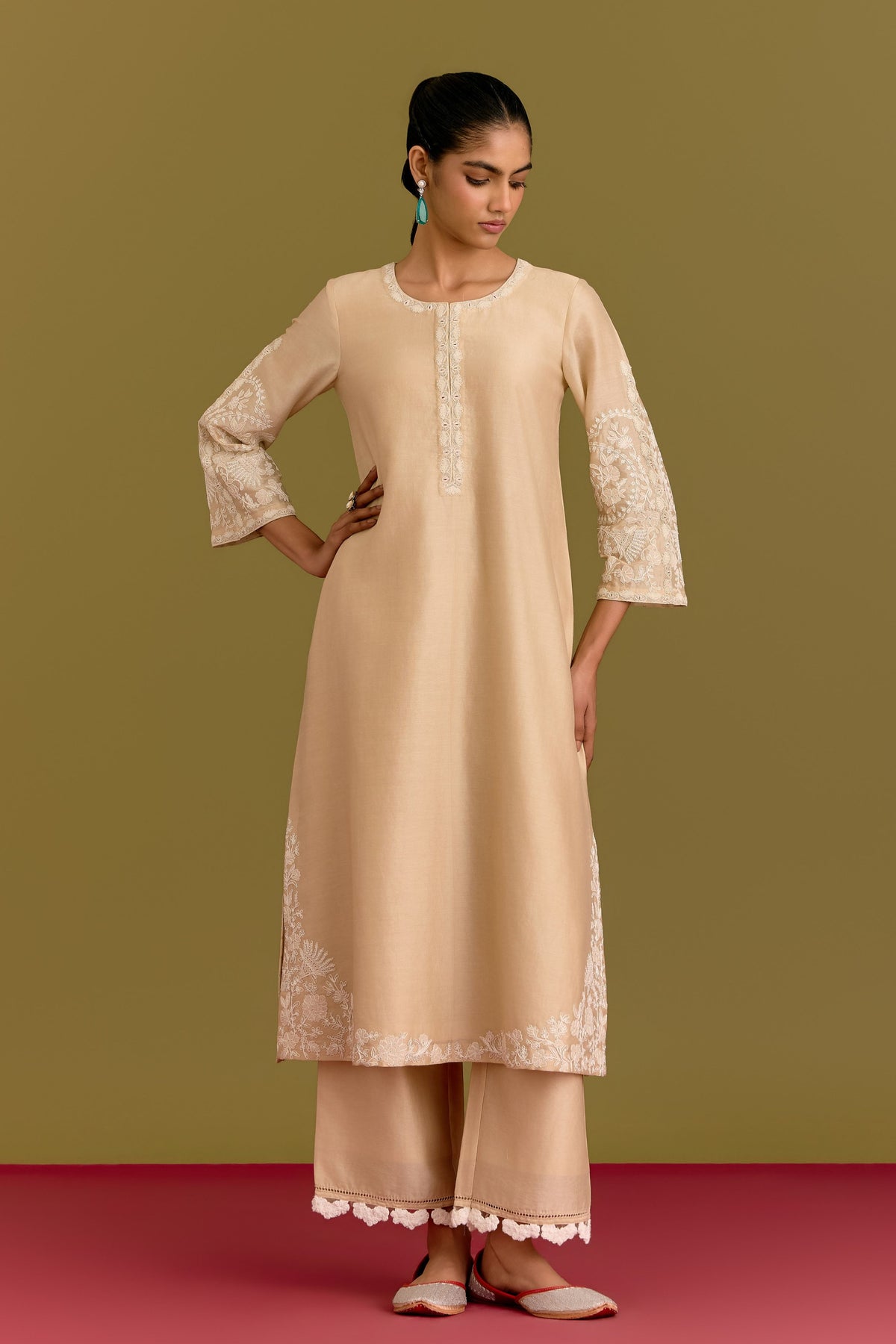 Beige Dori Kurta Set
