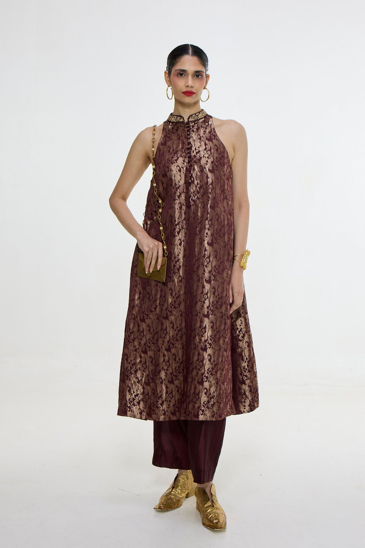 Handwoven Cherry Red Kurta Set