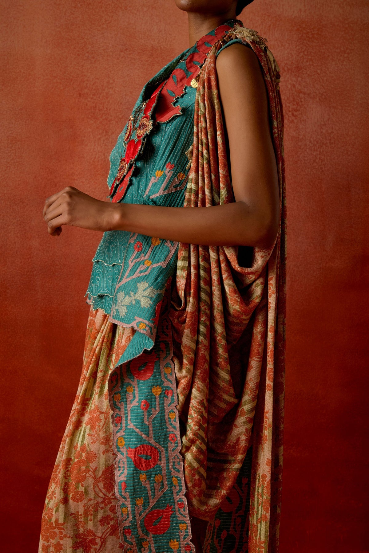 Gold Draped Skirt Set