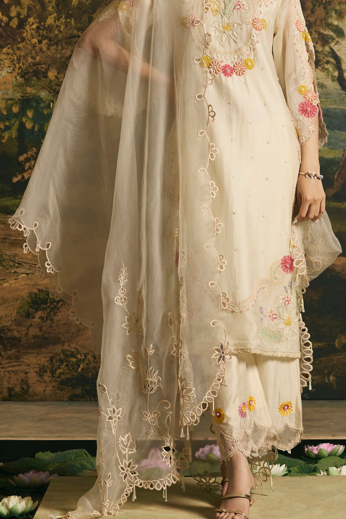 Ivory Cut work Dupatta