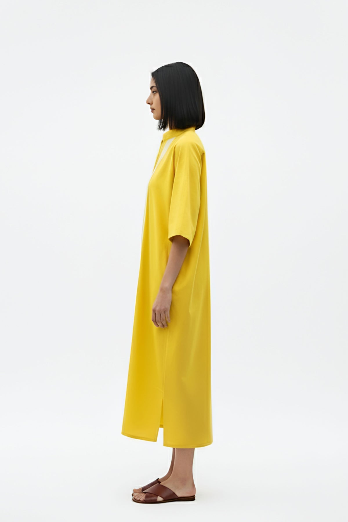 Mango Yellow Pintucks Dress