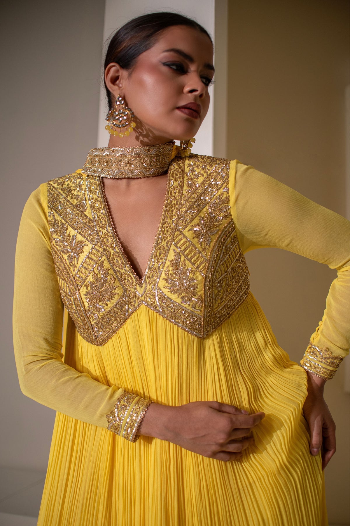 Yellow Embellished Anarkali