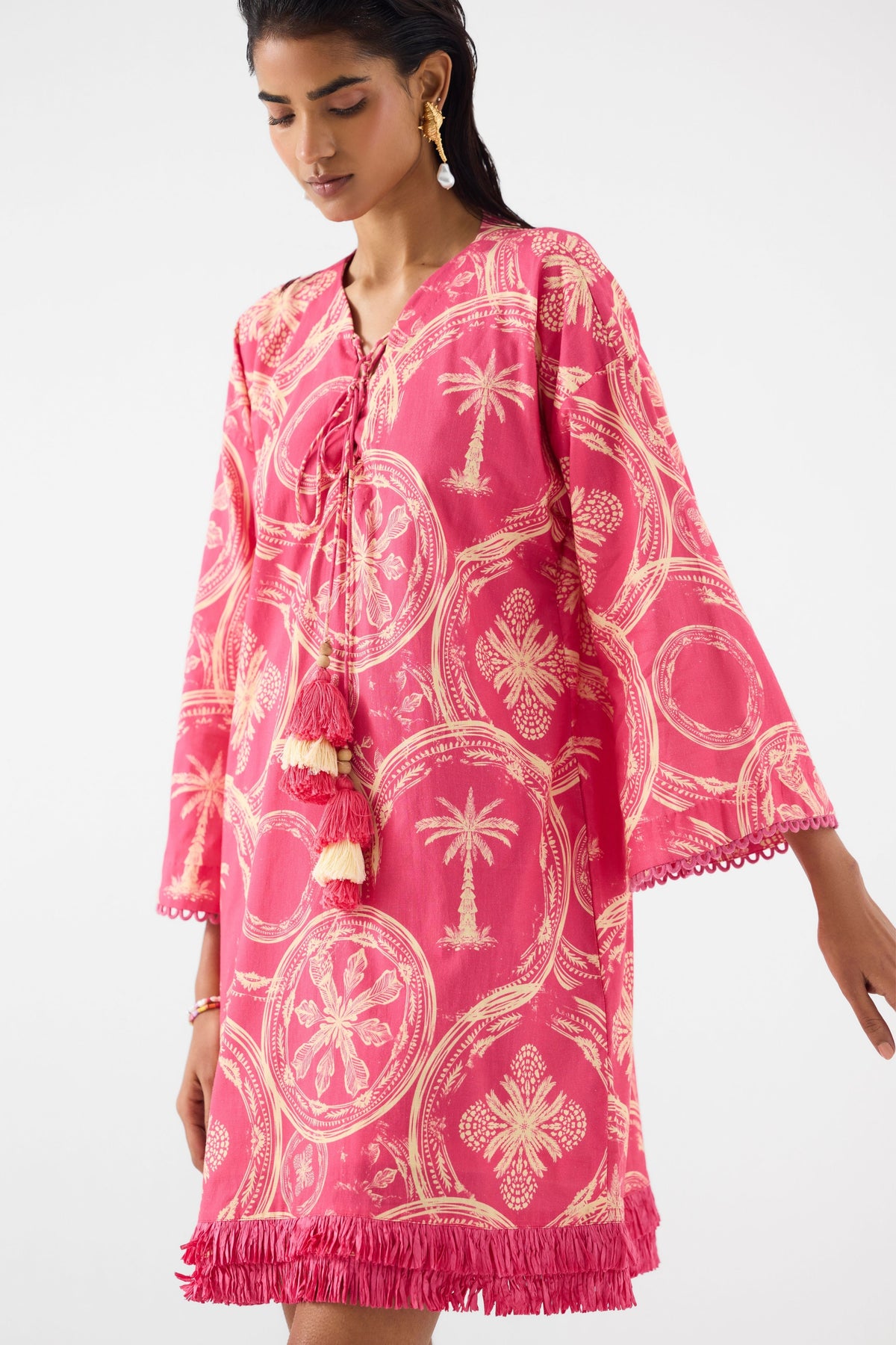 Areca Palm Bell Sleeves Dress