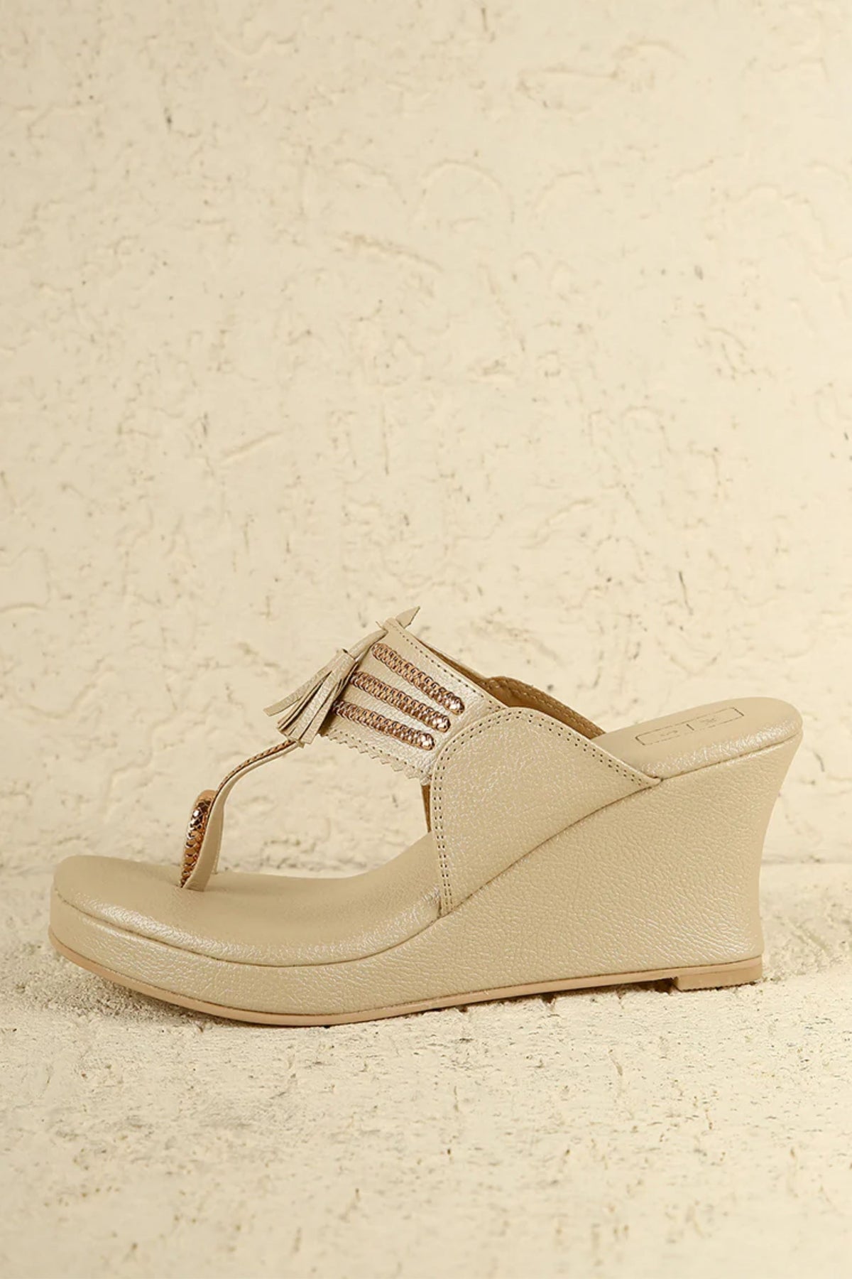 Deepika Champagne &amp; Rose Gold Wedges