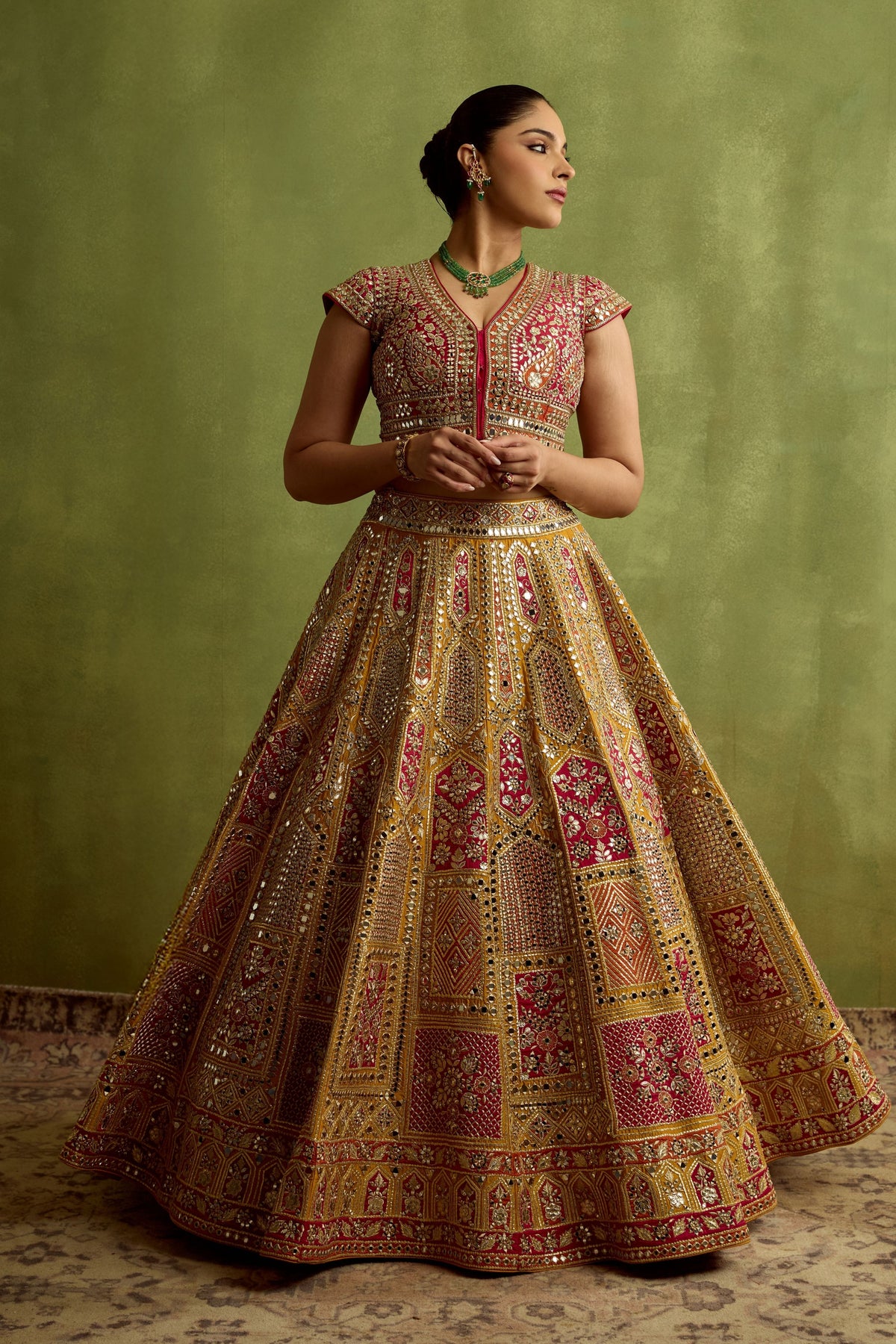 Patchwork Silk Lehenga Set