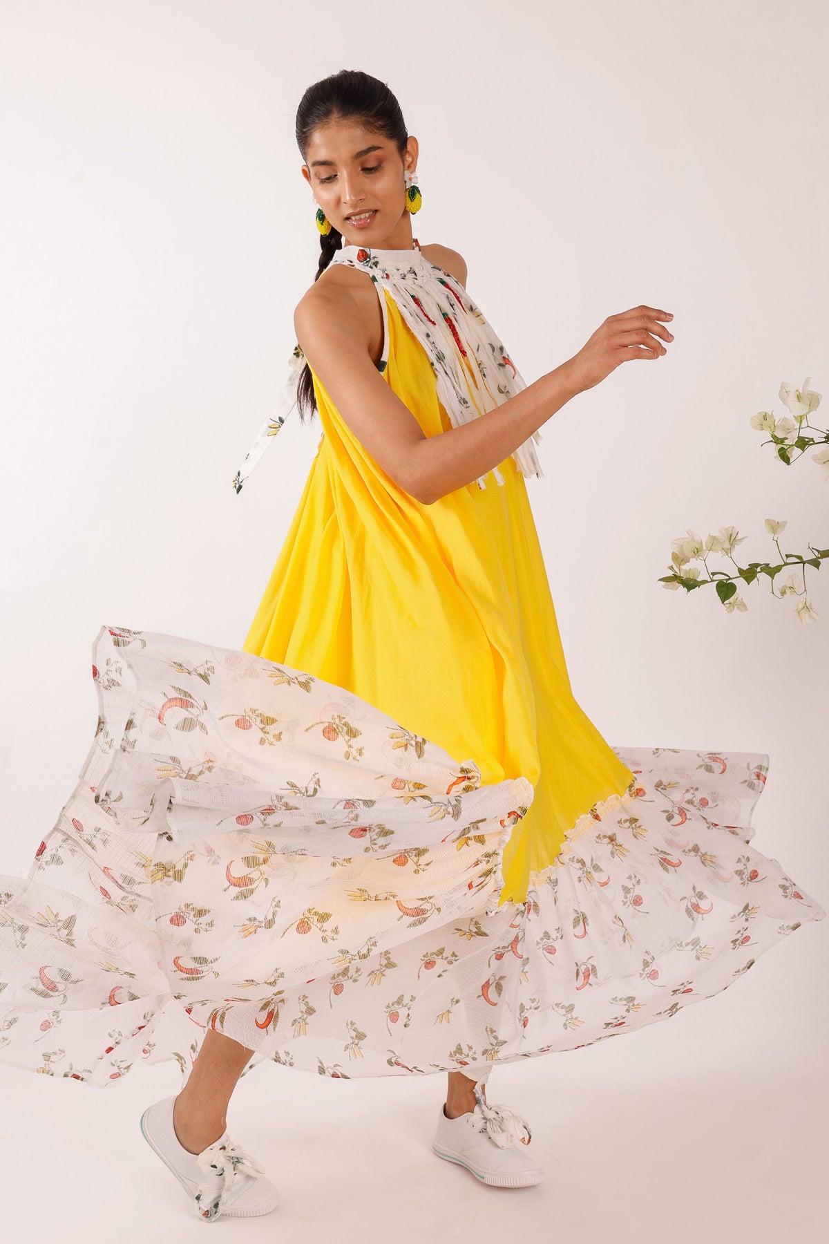 Chilli Print Yellow Maxi Dress
