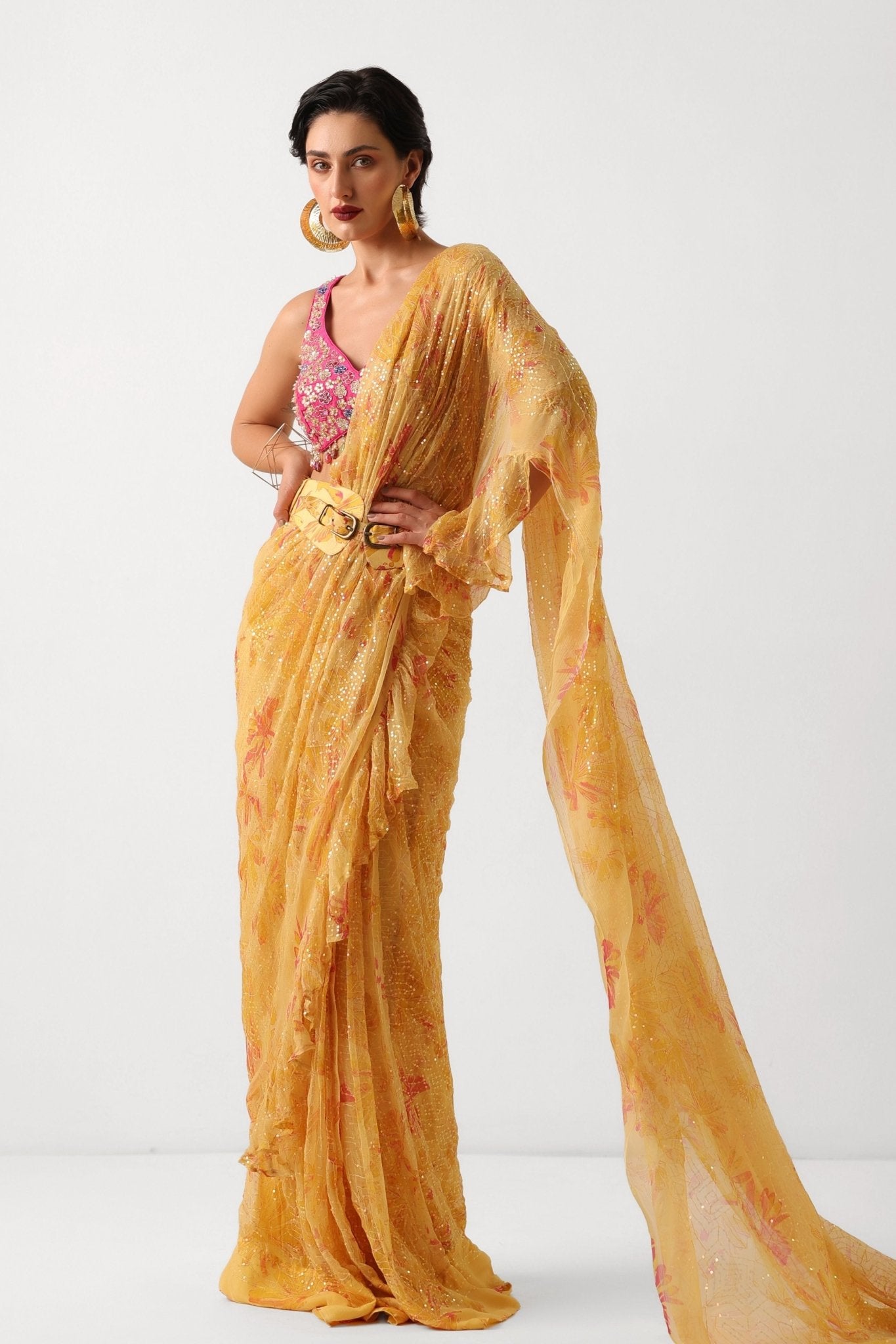 Alipore Jhilmil Saree Set - Pallavi Jaipur - Elahe