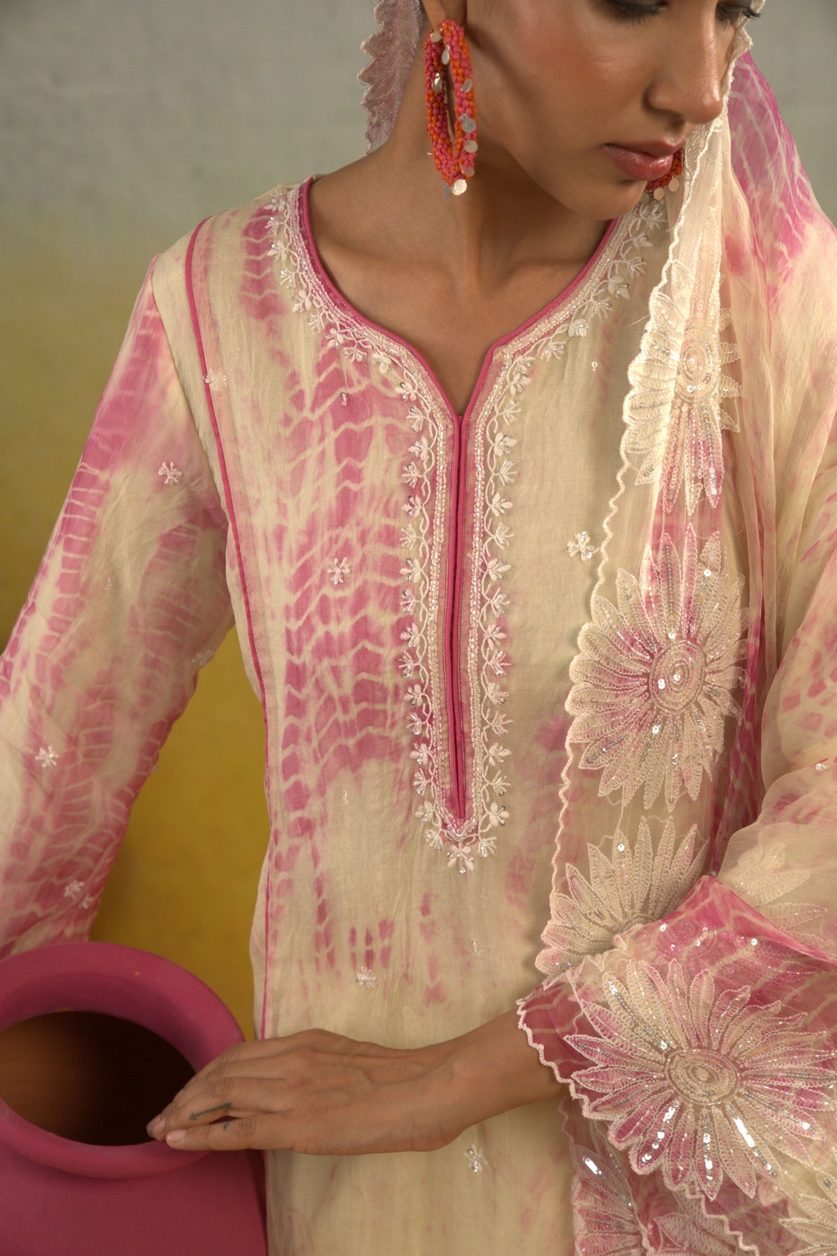Tie & Dye Organza Anarkali Set