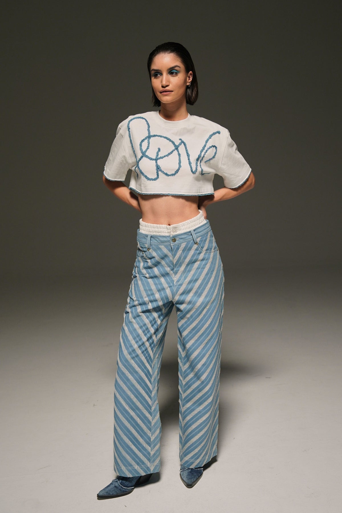 Love&quot; Embroidered Crop T-shirt