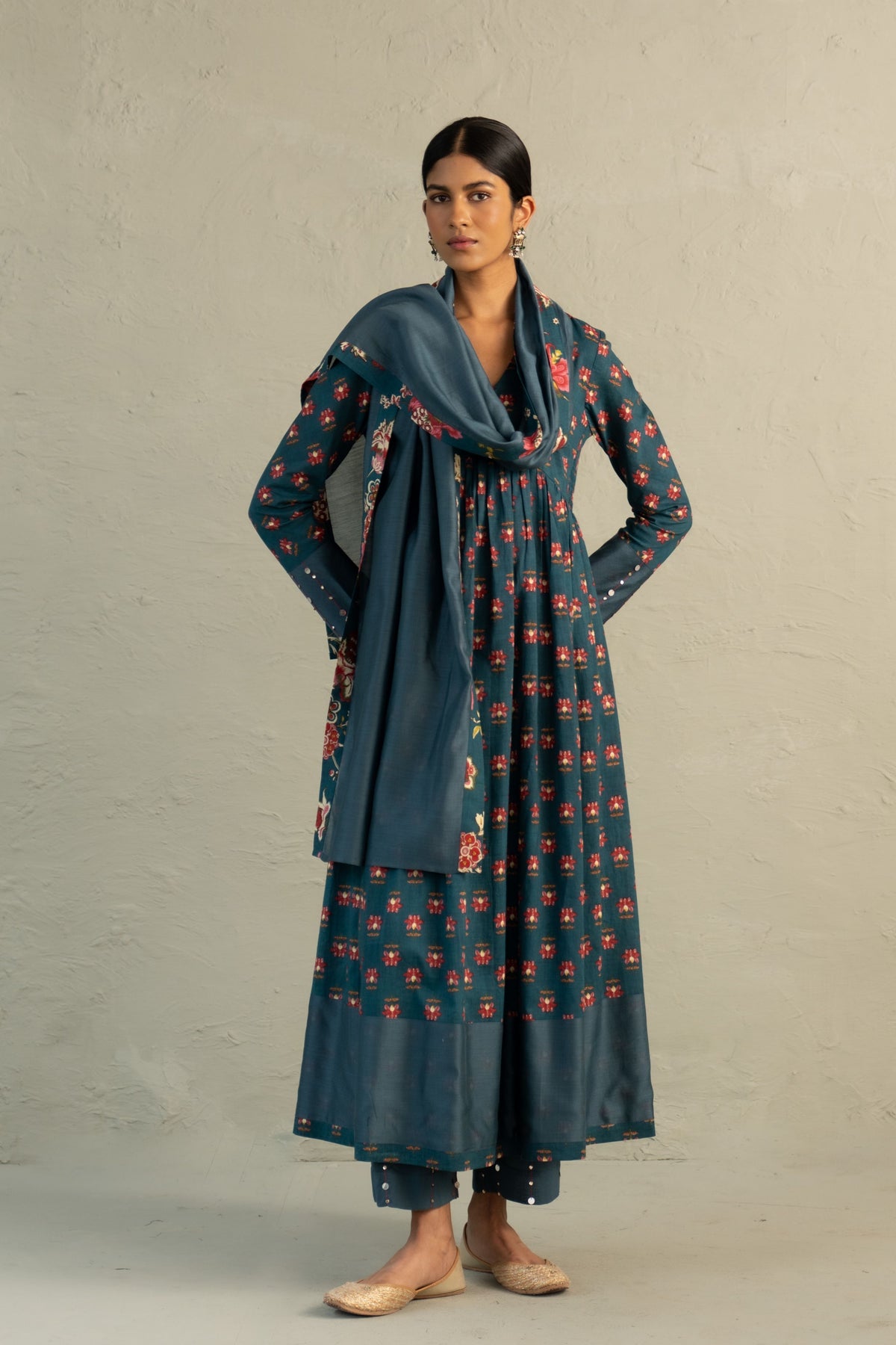 Teal Anarkali Set