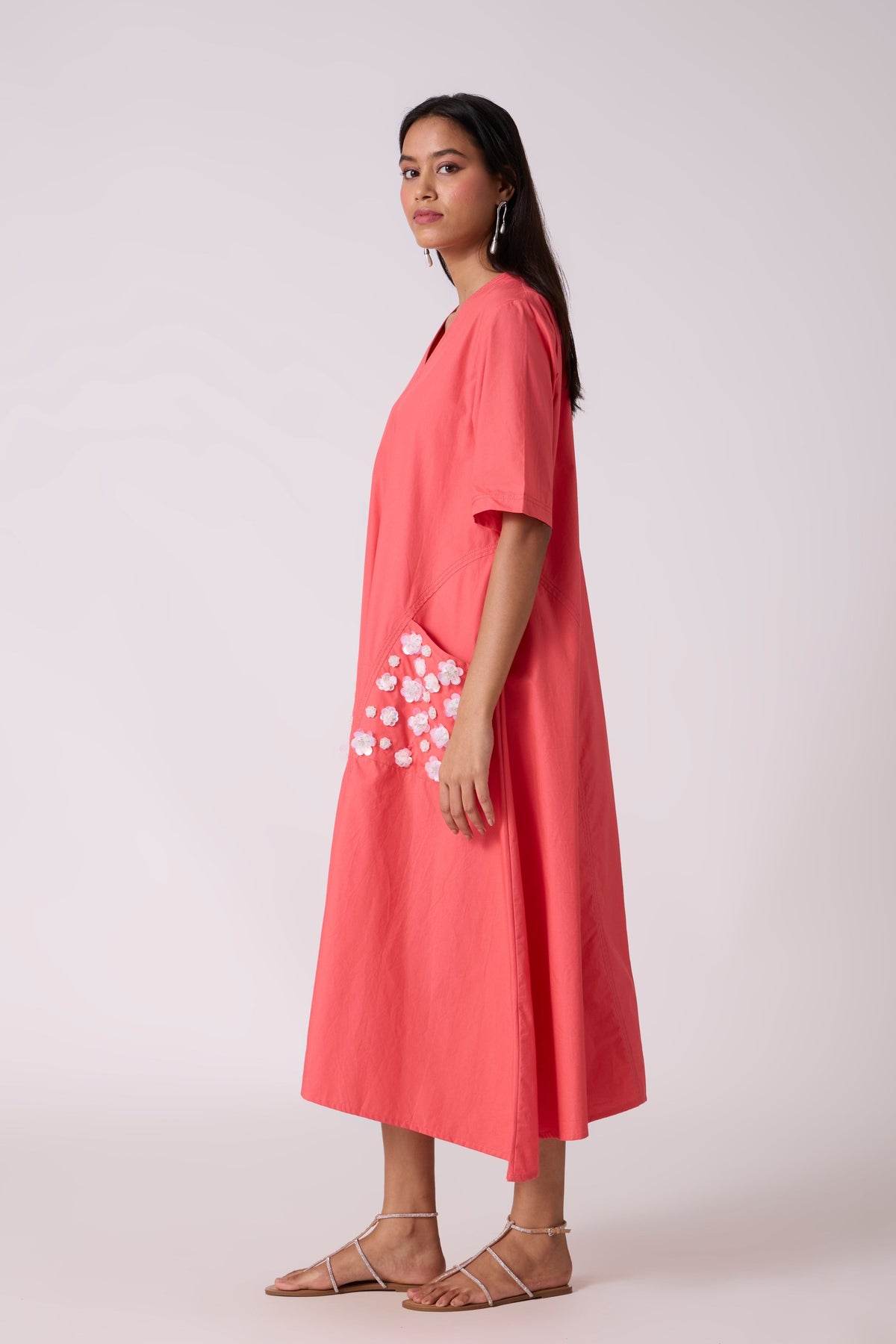 Neve Applique Sunset Pink Dress