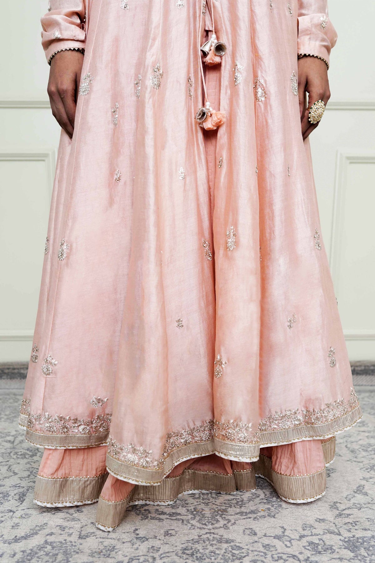 Pearl pink- taarini anarkali set
