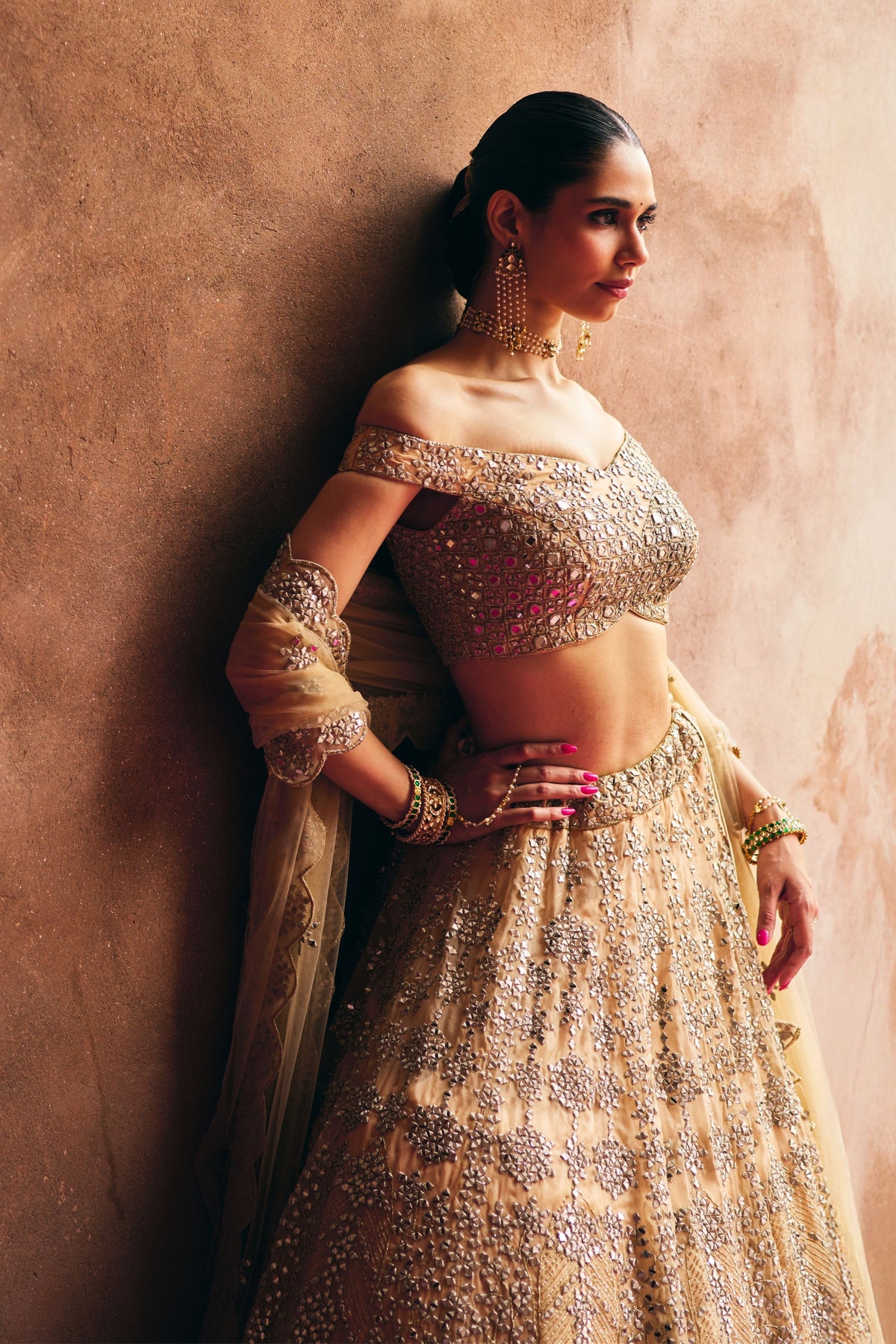 Gold Organza Lehenga Set