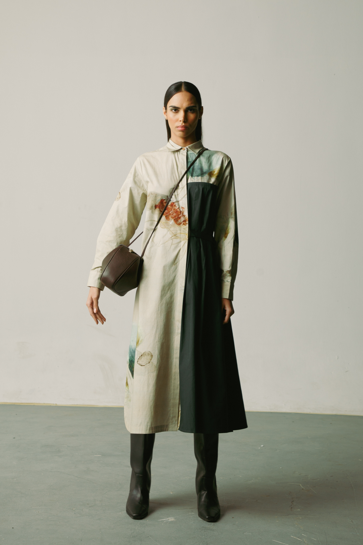 X-ray pleat panel dress