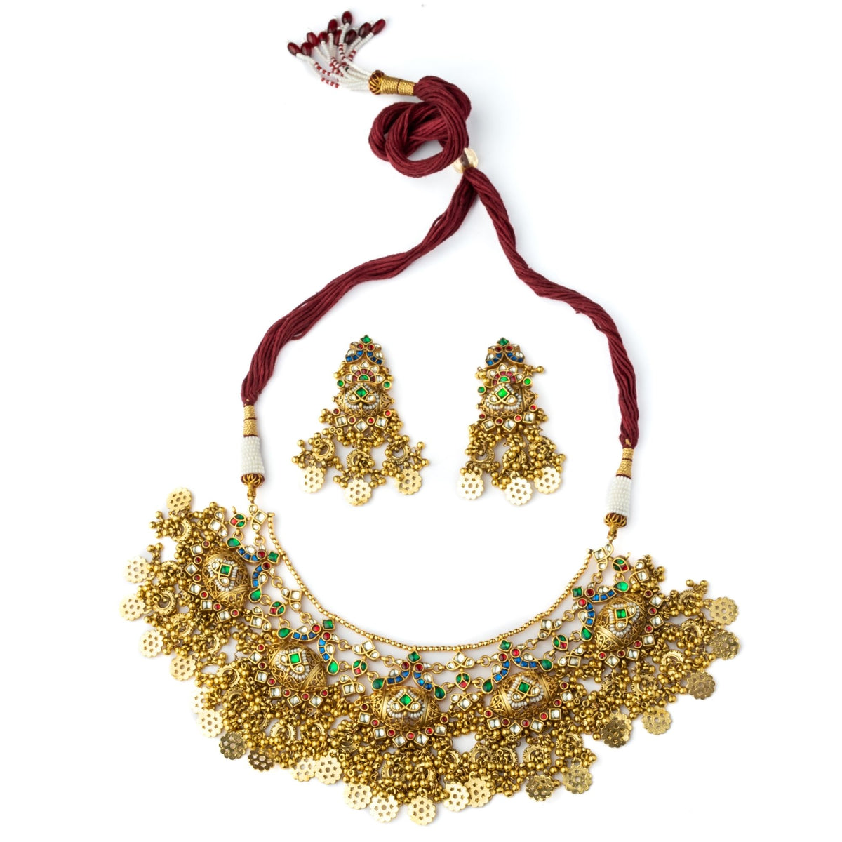 Gold Plated Green Necklace Set