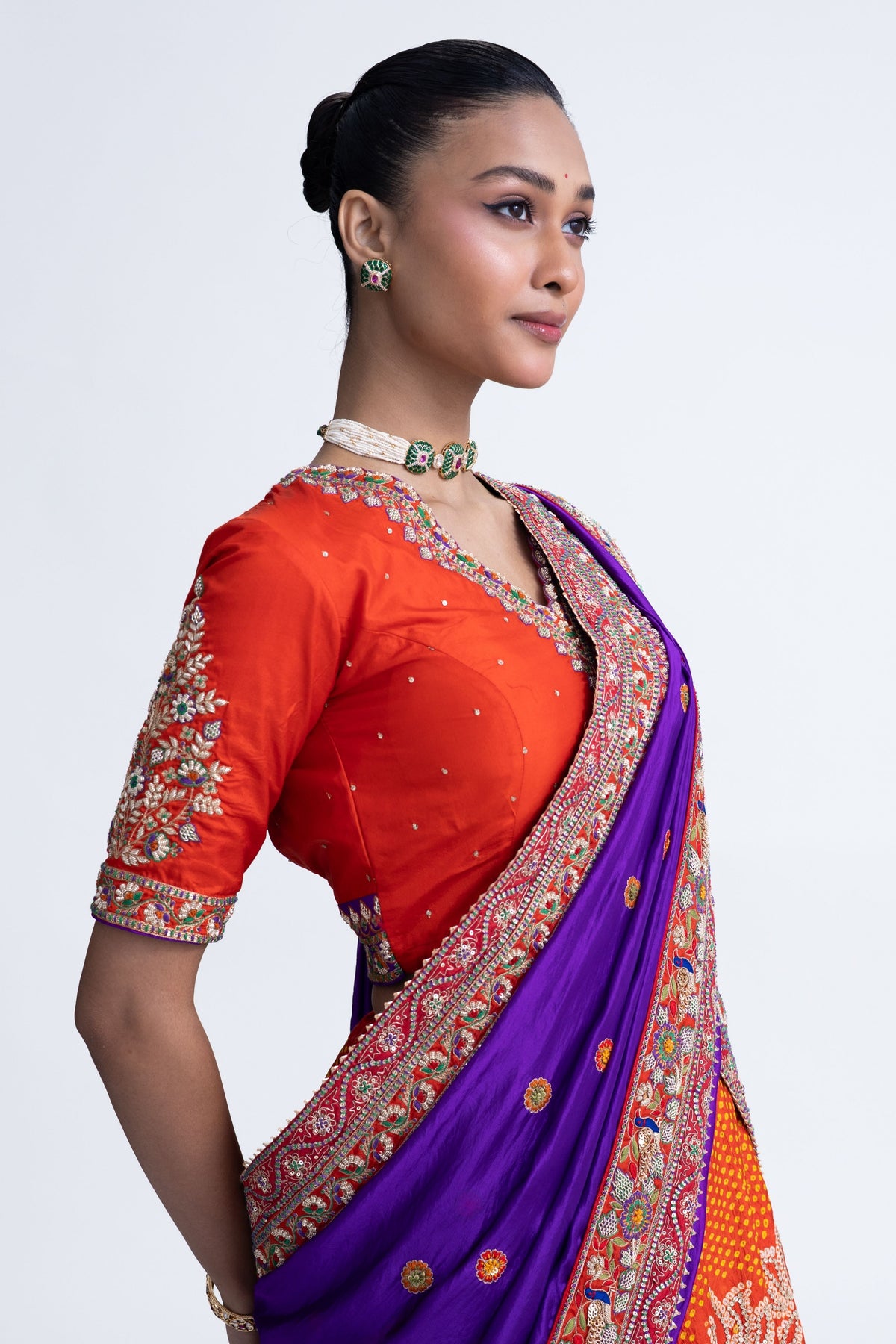 Orange Purple Lotus Lehenga