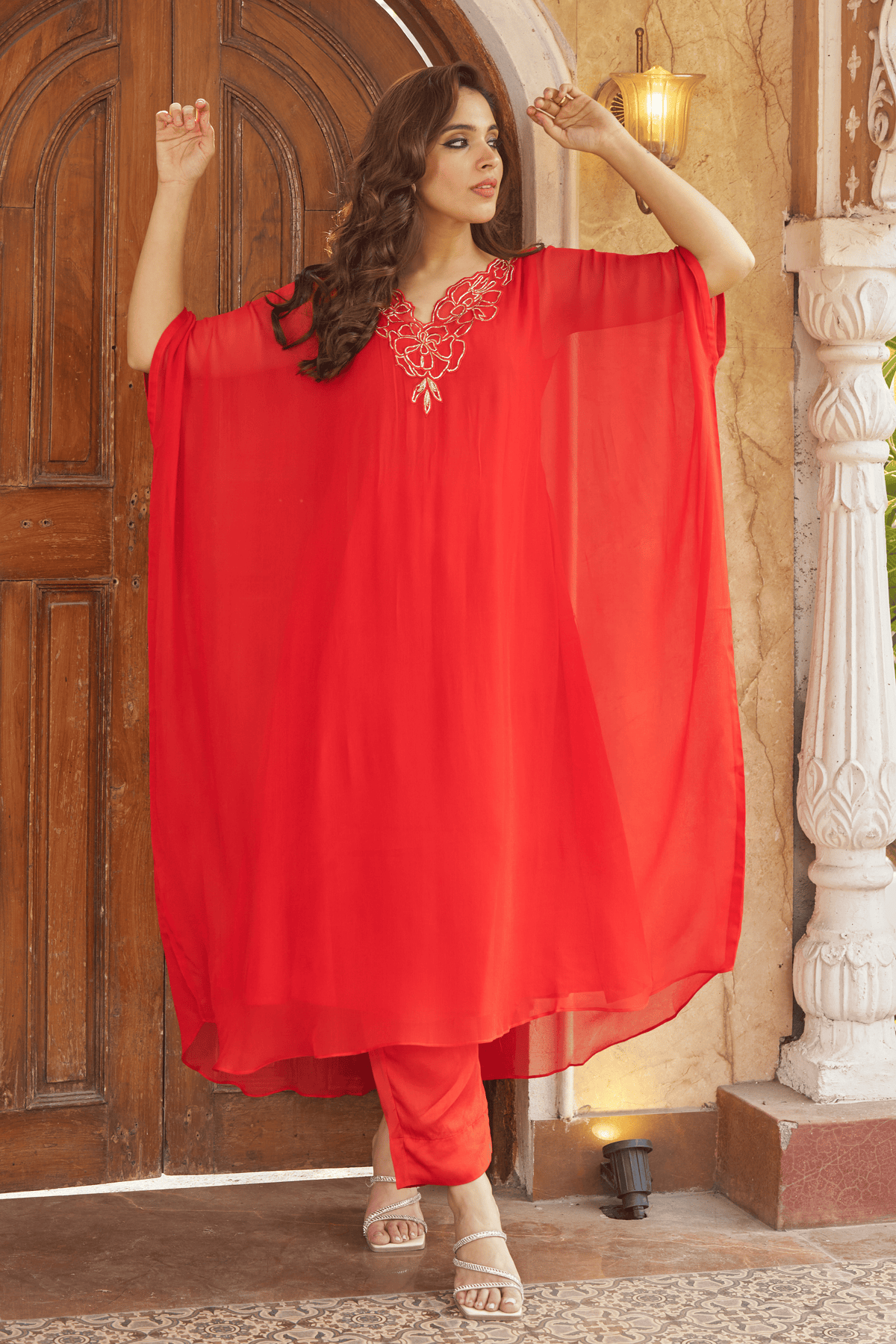 Ruya Burnt Orange Kaftan Set