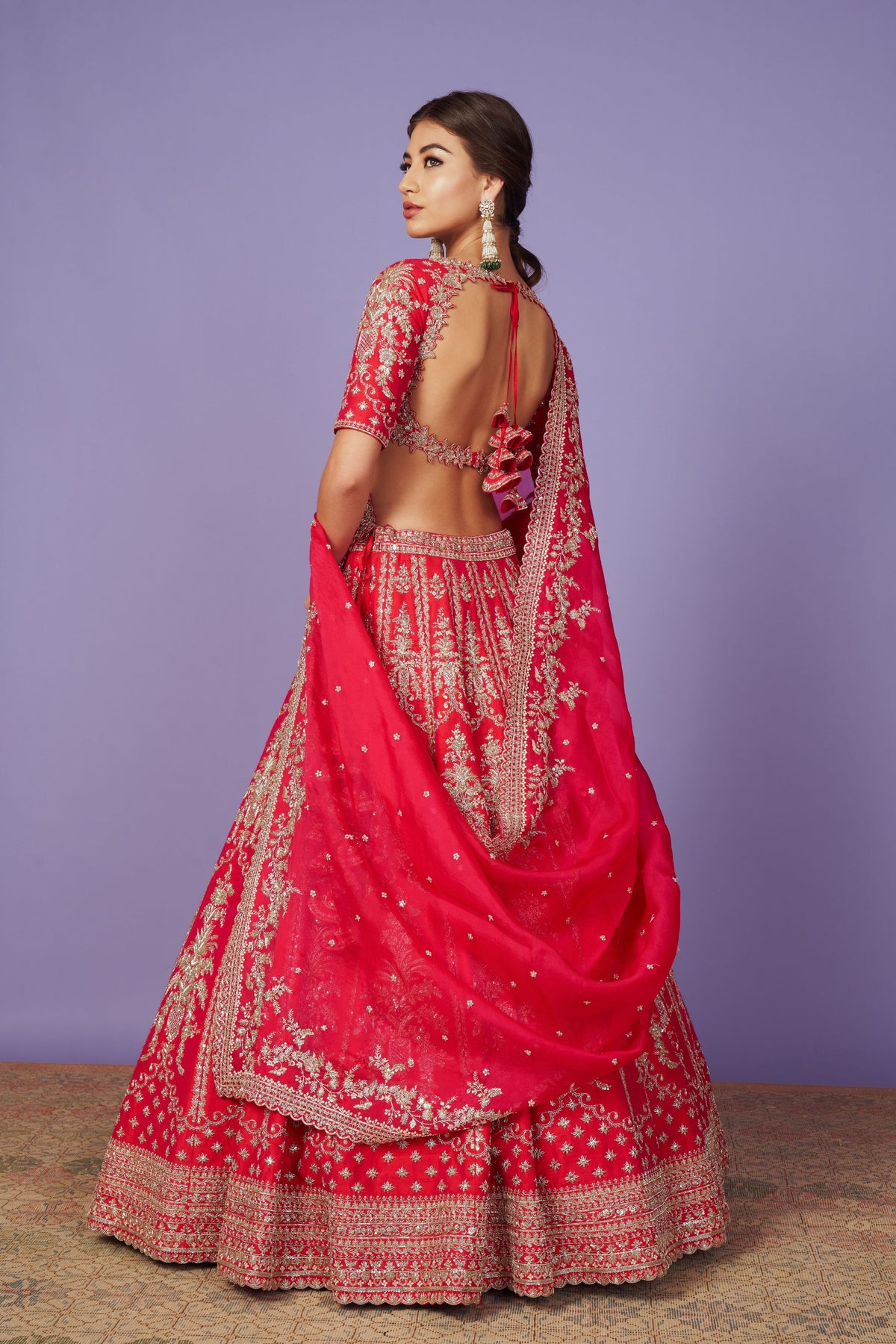 Cherry Red Bouquet Lehenga Set