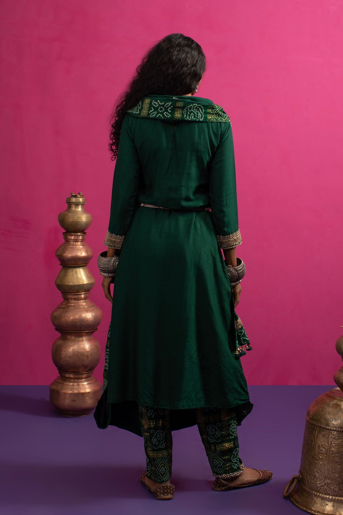 Moonga Green Kurta Set