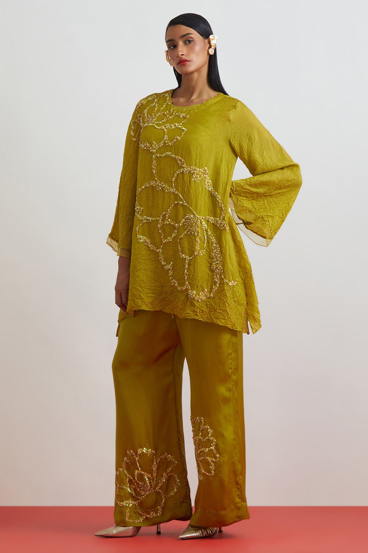 Henna Crushed Tunic Set