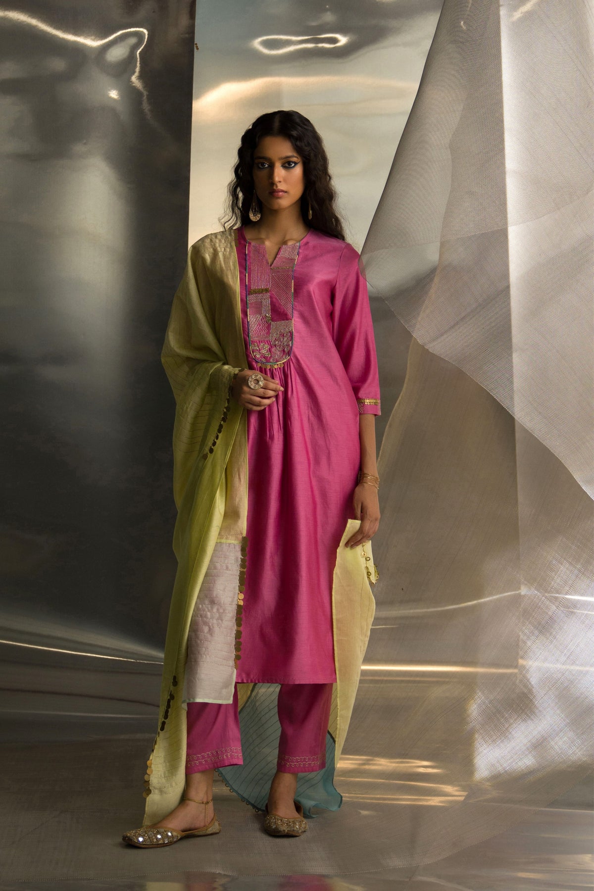 Vibrant Gathered Kurta Set
