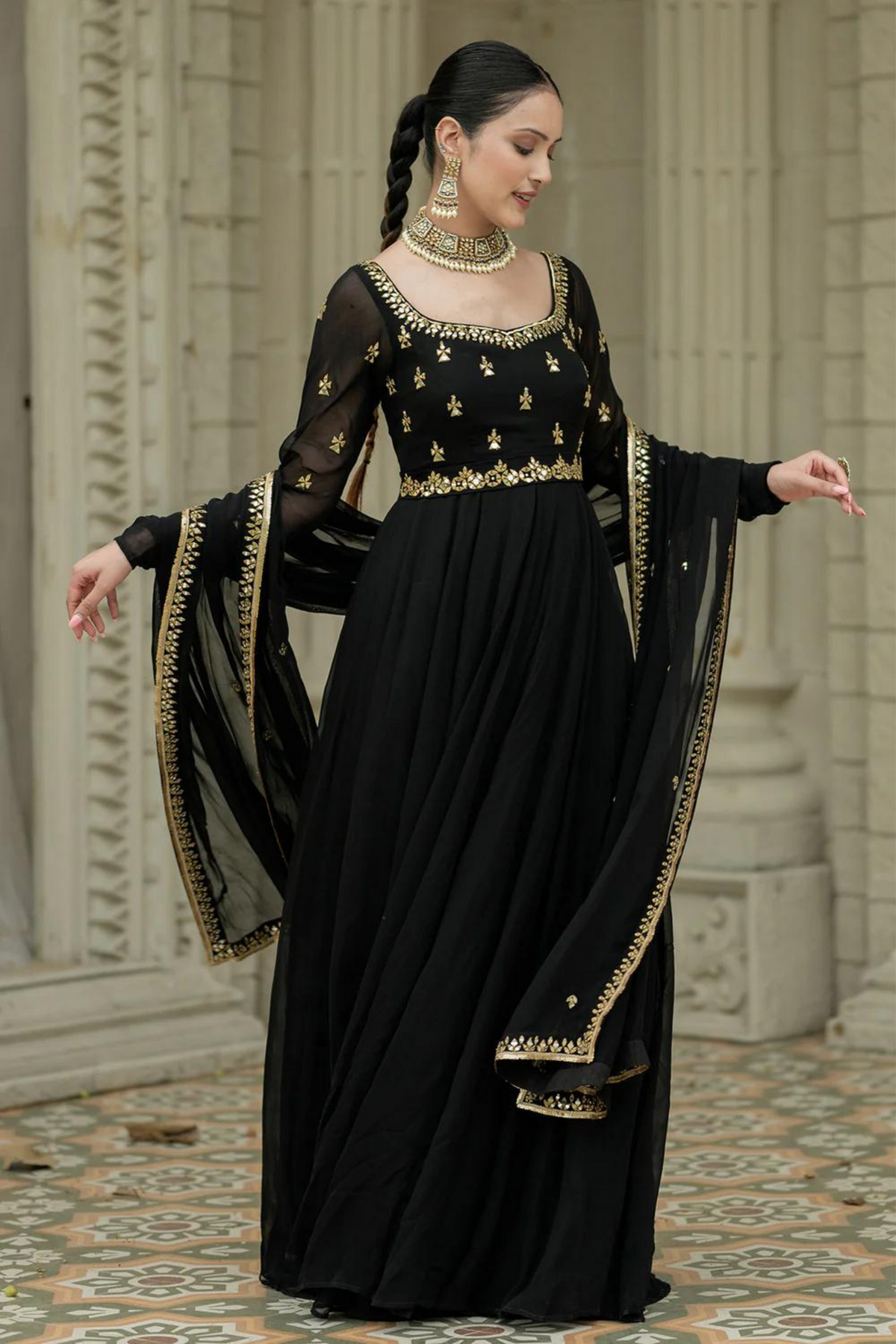 Black Anarkali Set