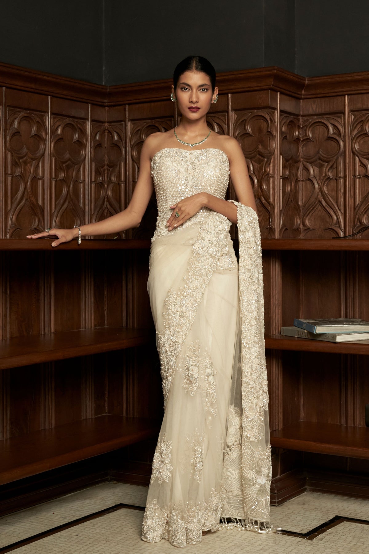 Ivory Corset Saree Set