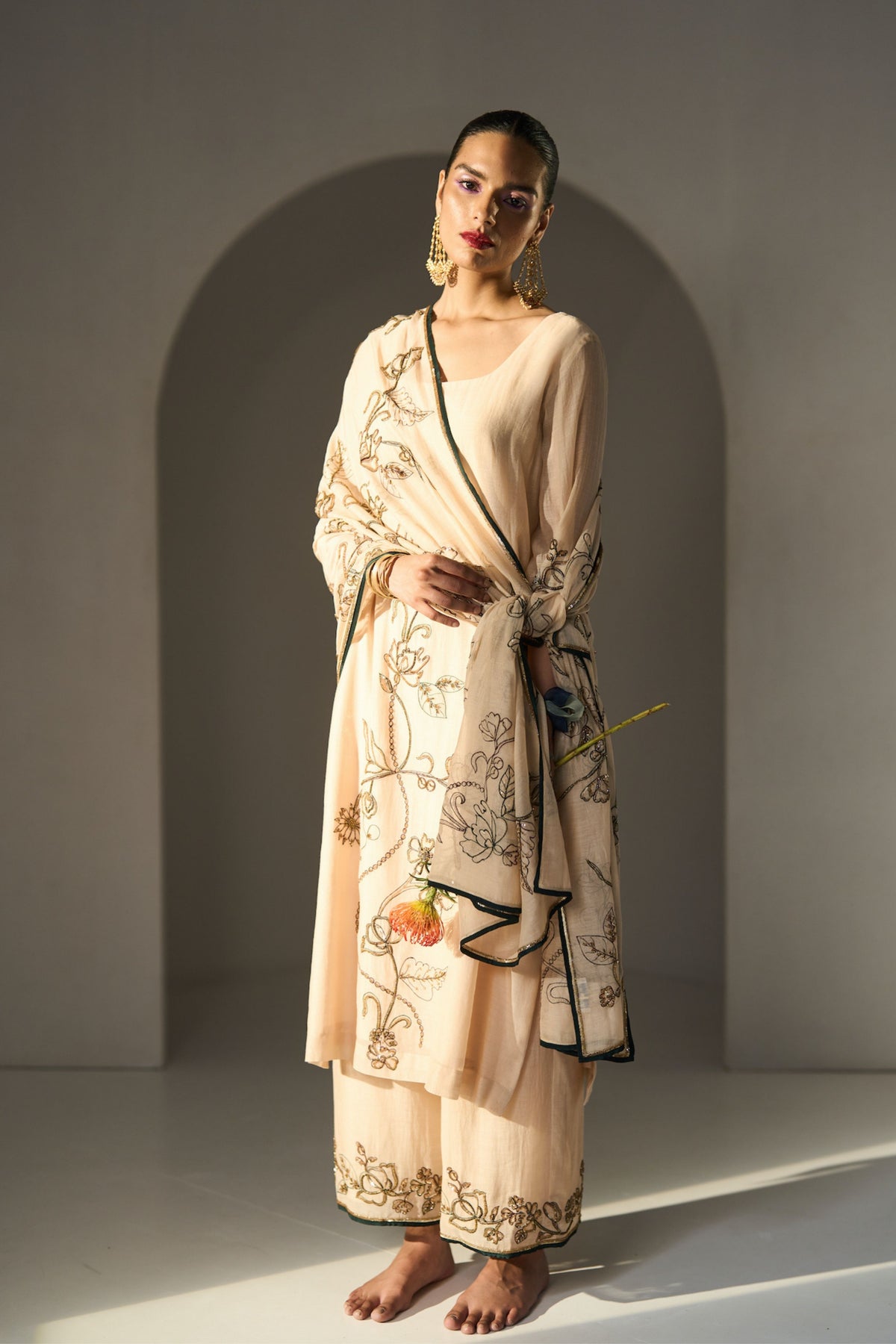 Cream Basant Kurta