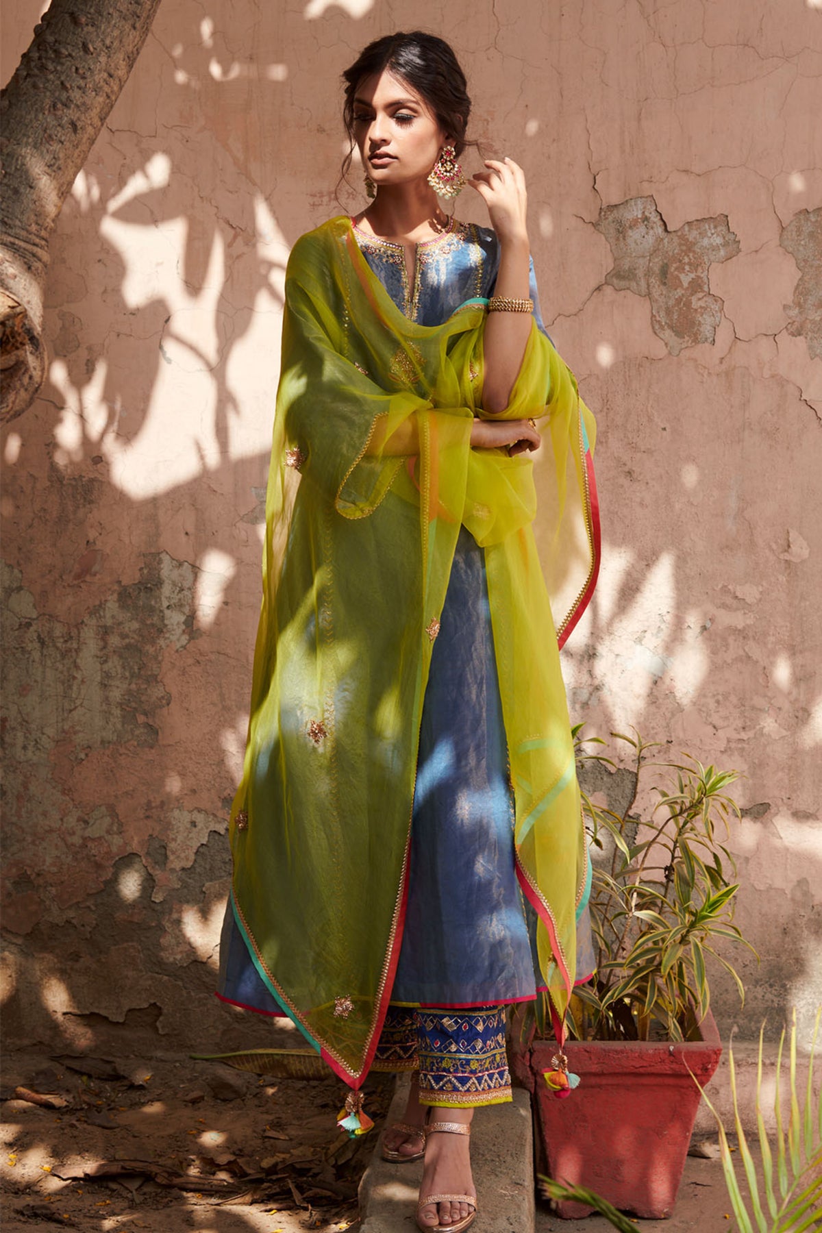 Zahra Moonlight Blue A- Line Kurta Set
