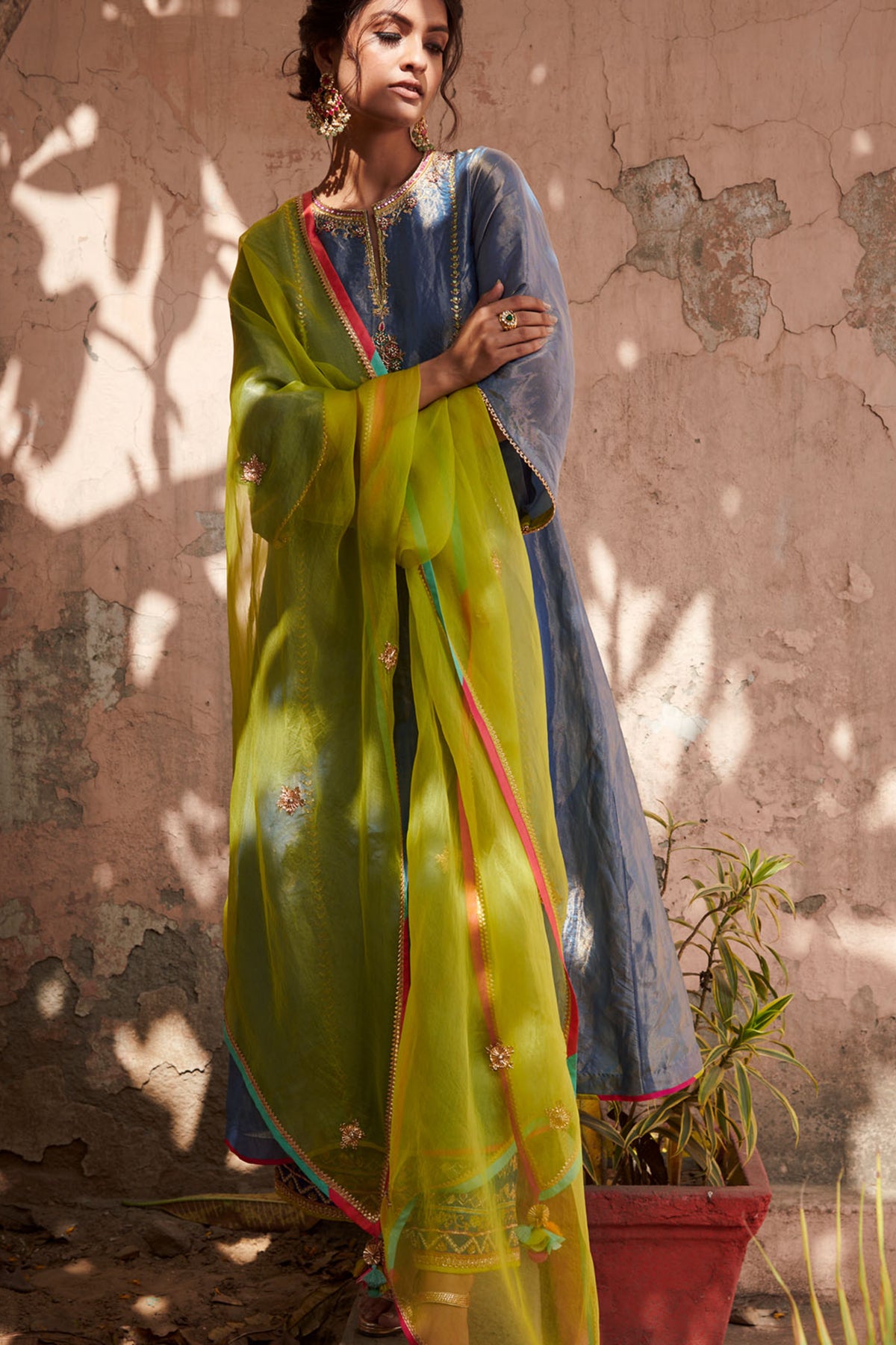 Zahra Moonlight Blue A- Line Kurta Set