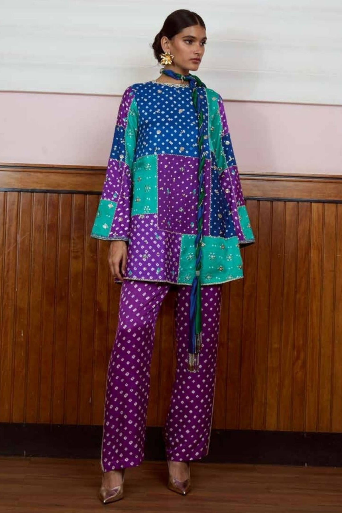 Nazariya Patchwork Bandhani Kurta Set