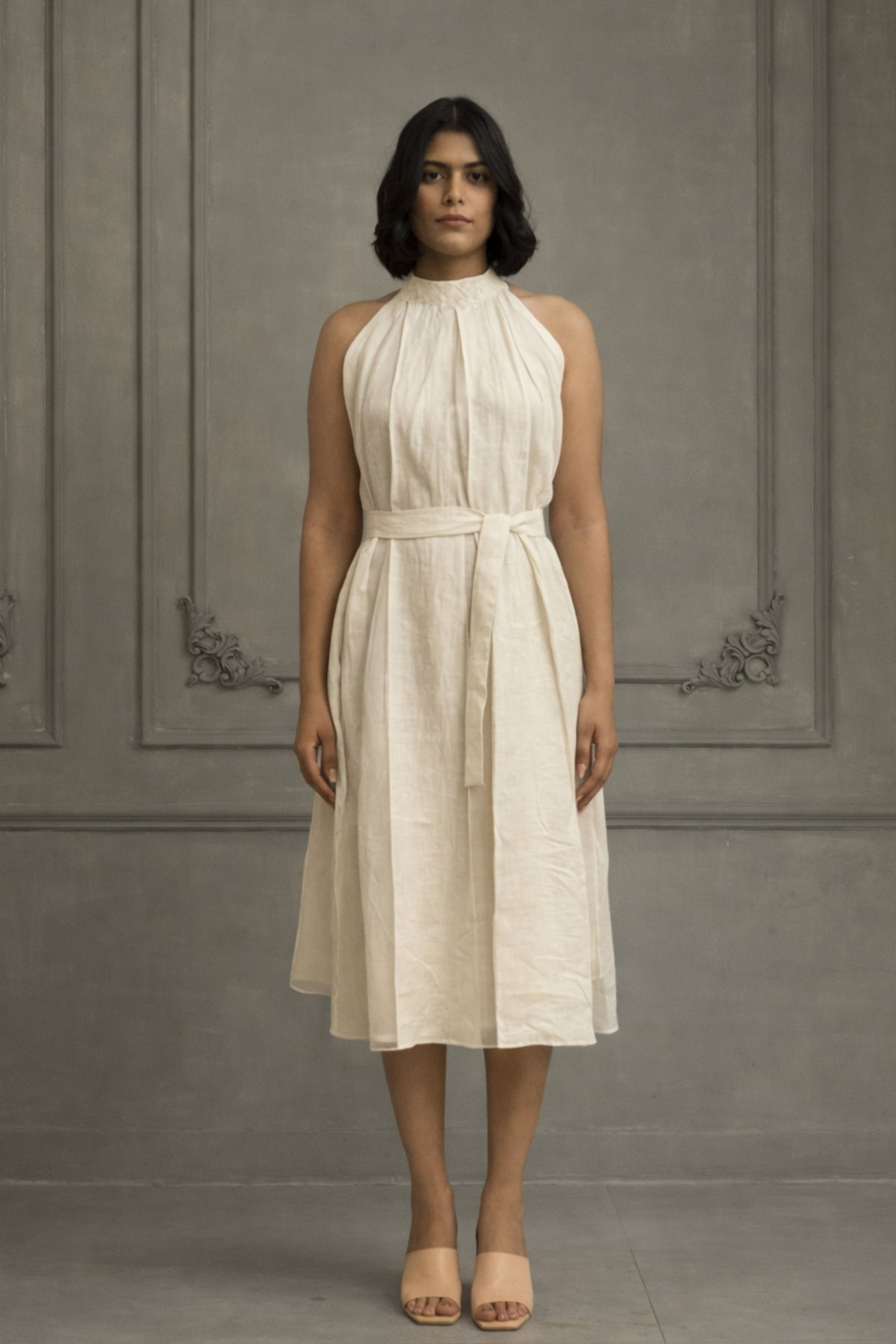 Ivory Appliqué Organza Dress