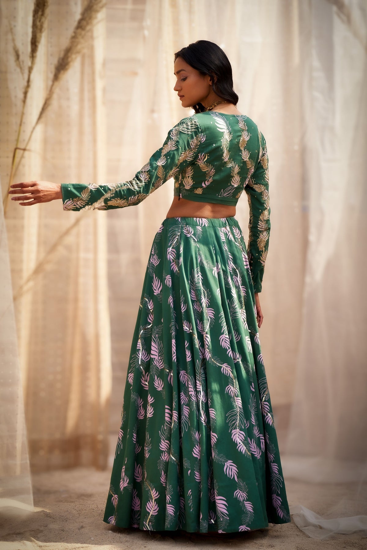 Reveria Printed Embroidered Lehenga Set
