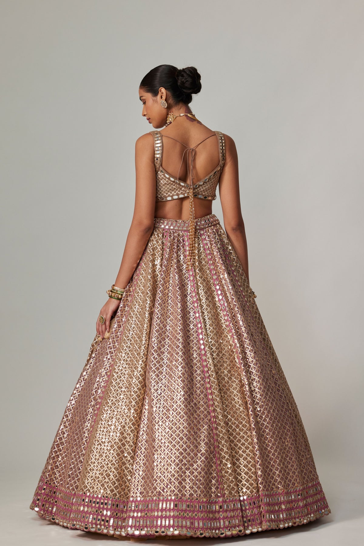 Deep Beige Multicolor Lehenga Set