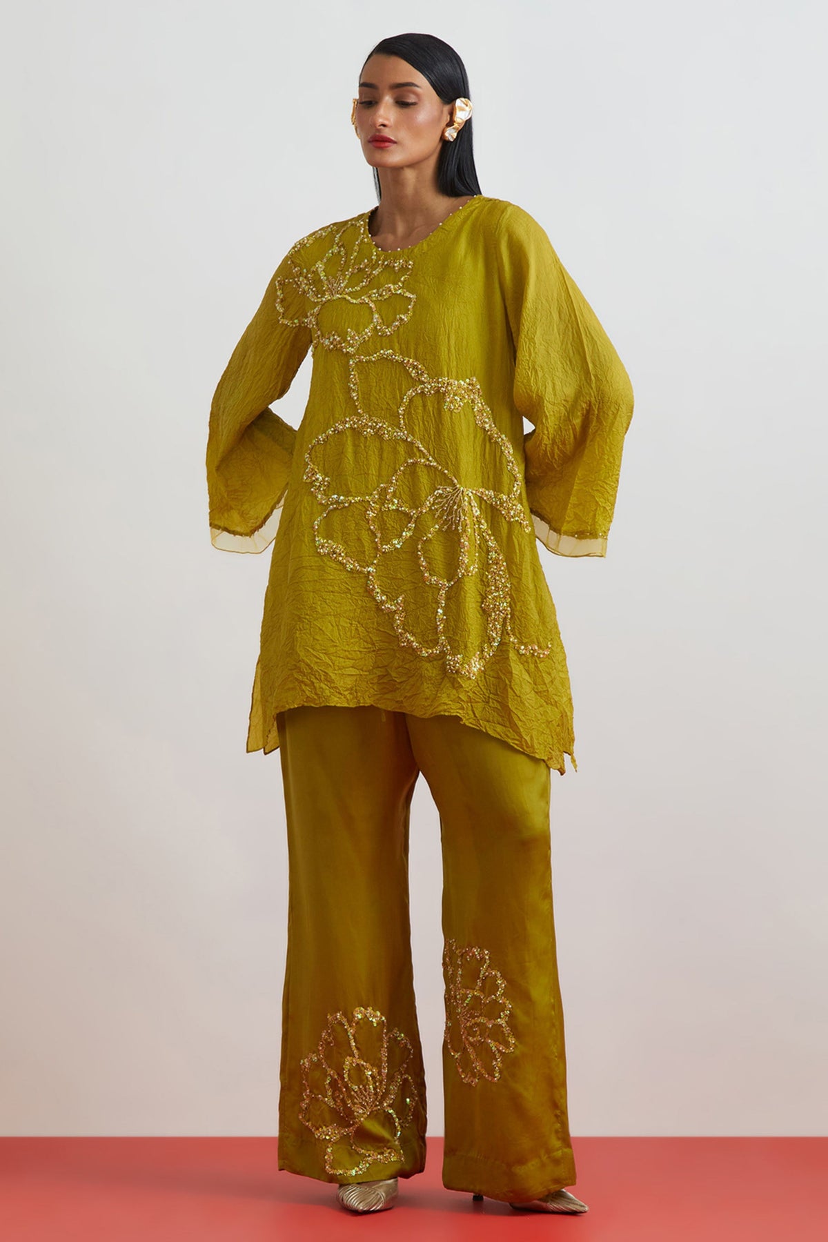 Henna Crushed Tunic Set