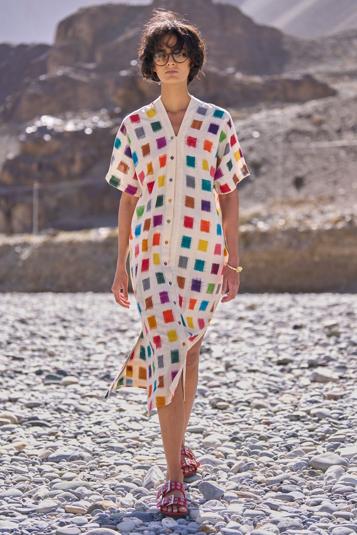 Multicolour Ikat Shirt Dress
