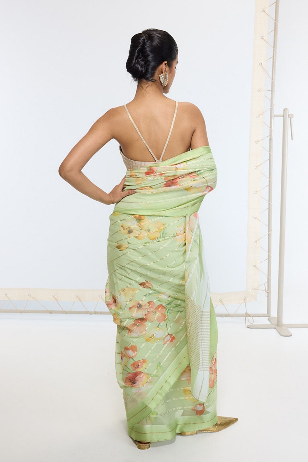 Handwoven Sage Green Printed Saree