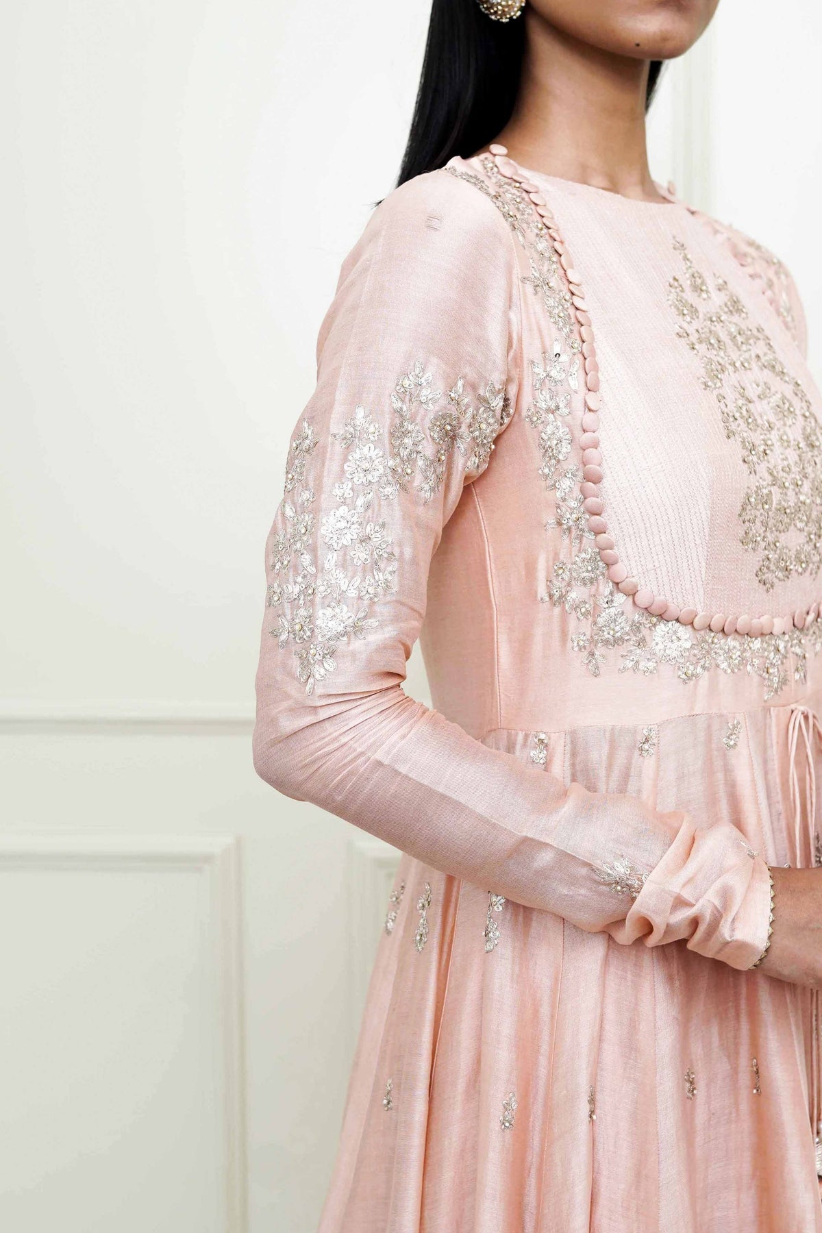 Pearl pink- taarini anarkali set