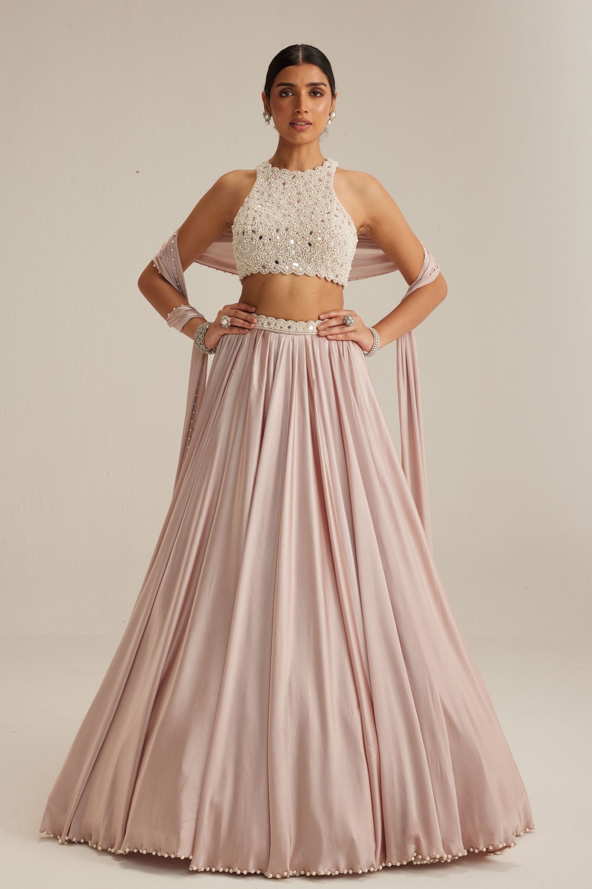 Ash Pink OAS Lehenga Set