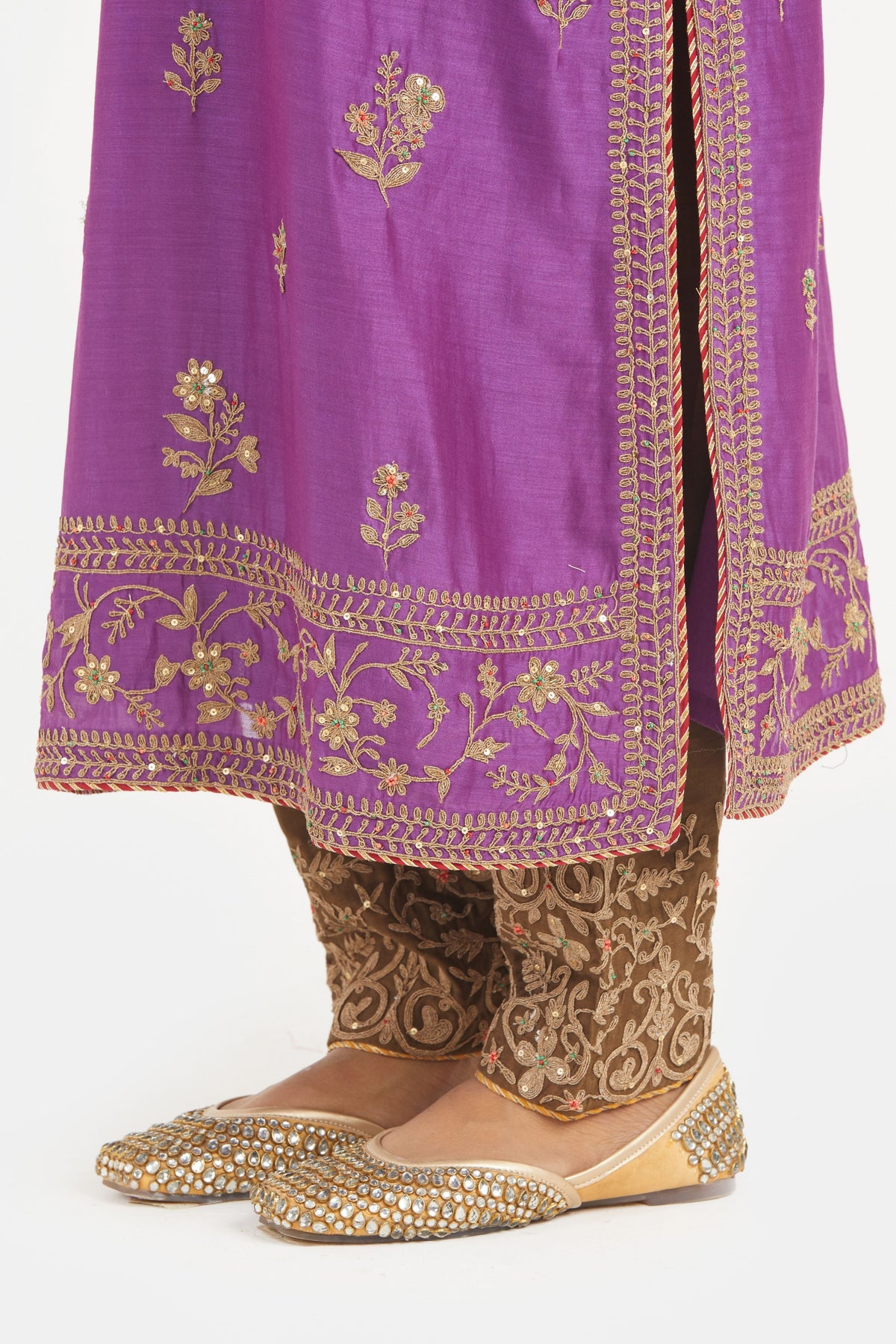 Purple Chanderi Kurta Set